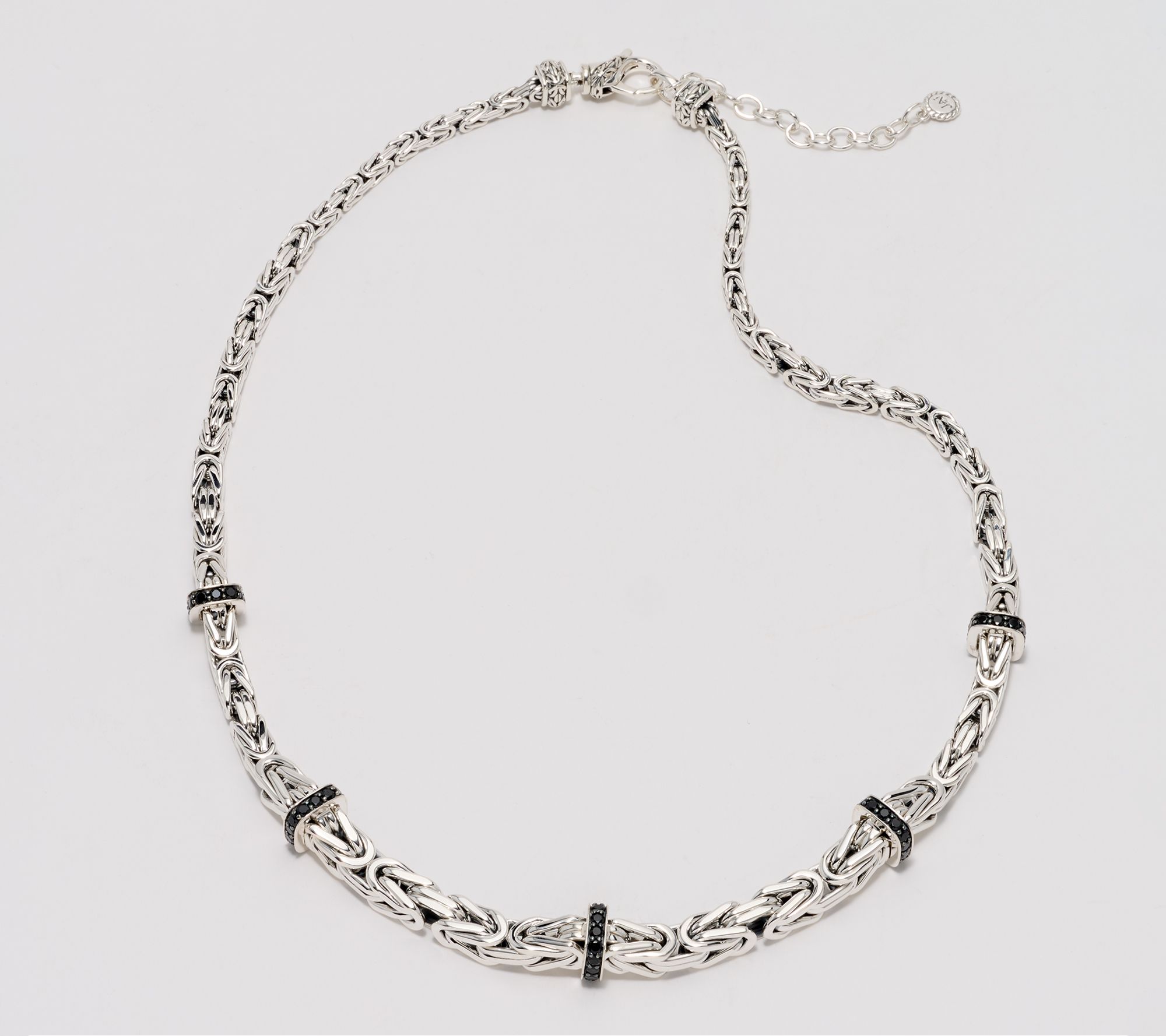 JAI Sterling Silver Graduated Byzantine 18" Necklace