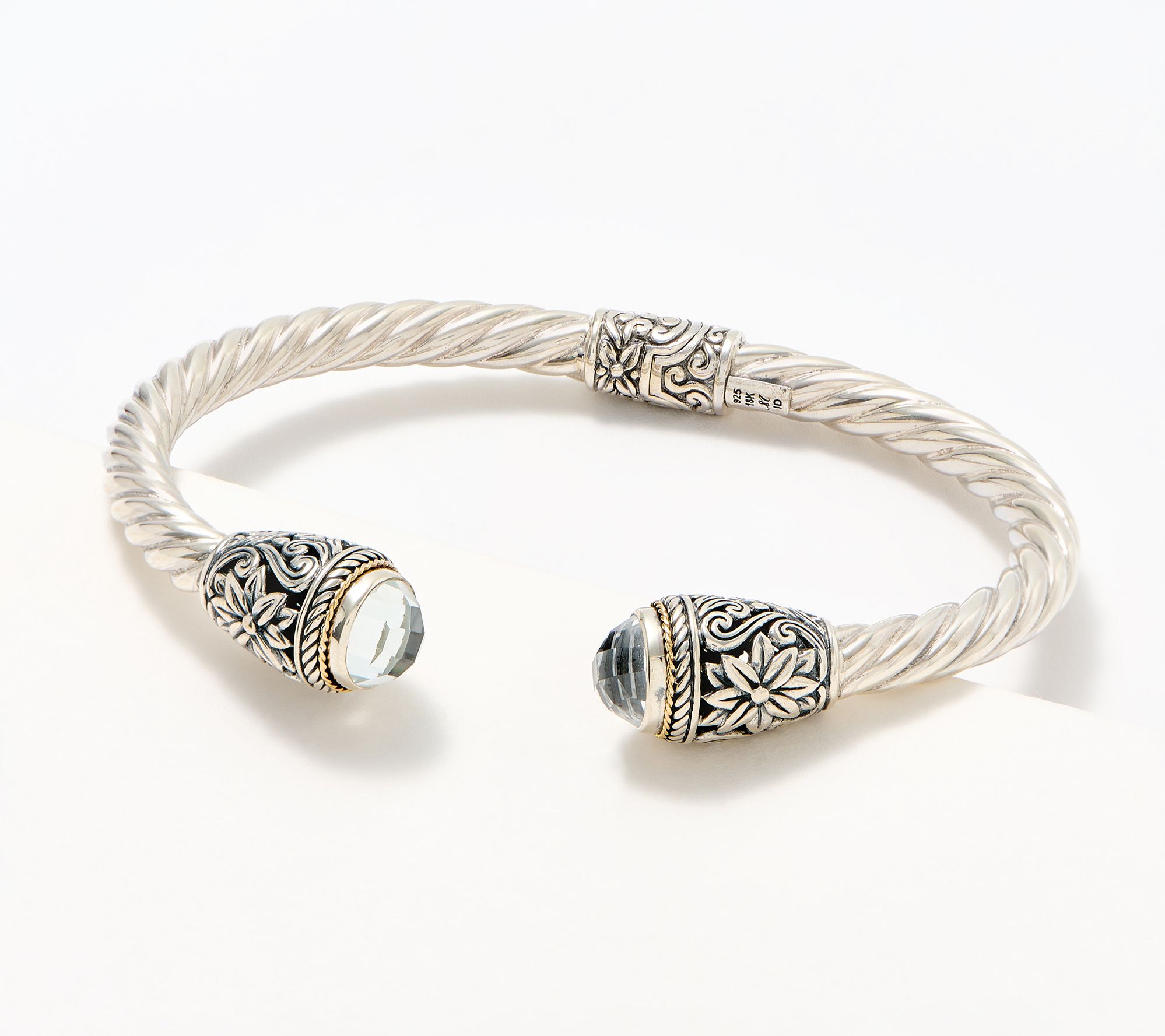 "As Is" Artisan Crafted by Robert Manse SS & 18K Gemstone Cuff