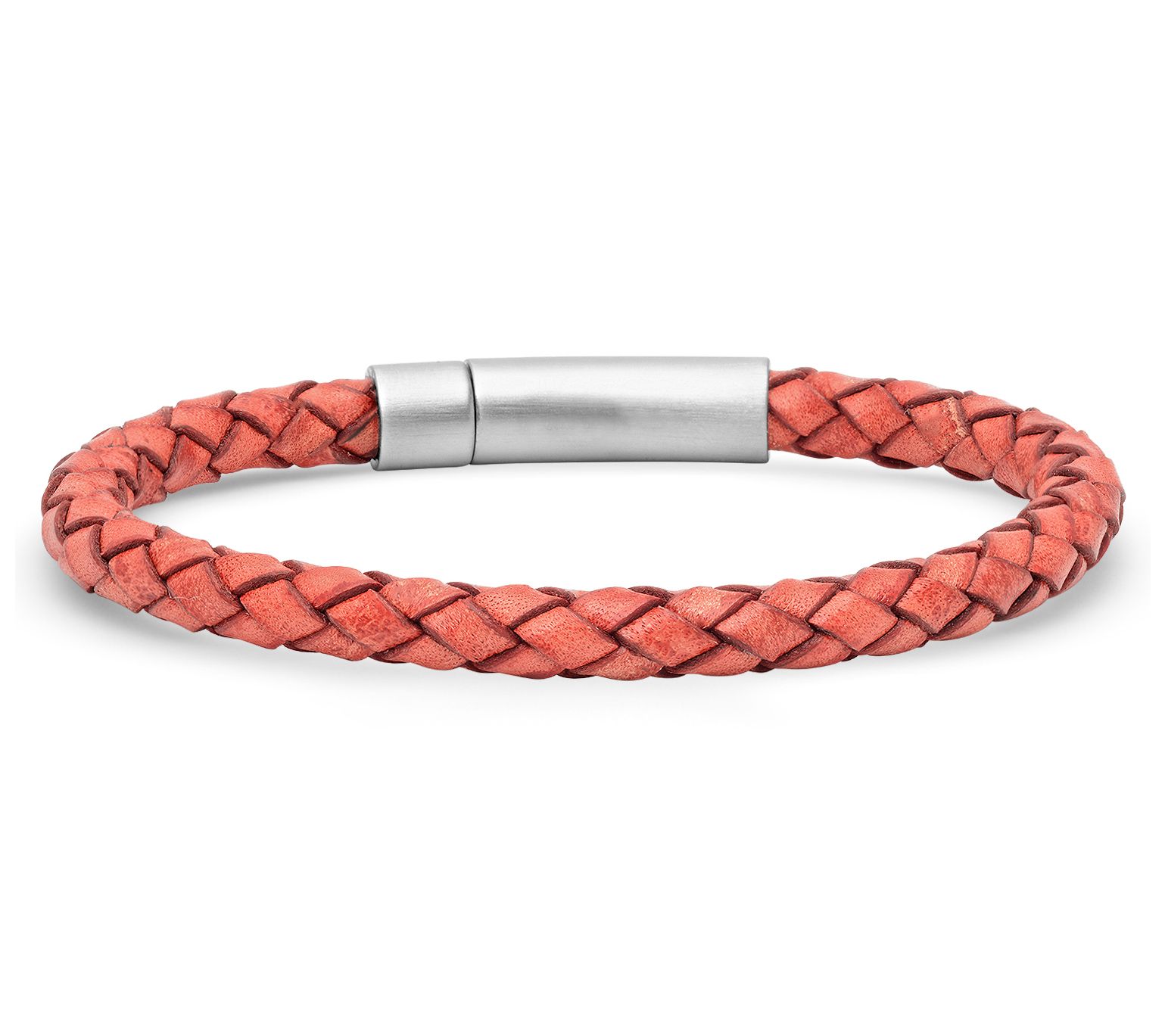 Steel By Design Braided Red Leather Bracelet