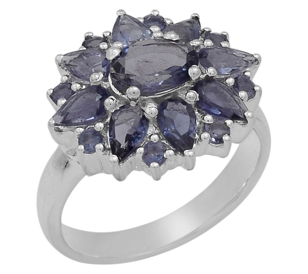 Affinity Gems 2.10 cttw Iolite Floral Ring, Sterling Silver