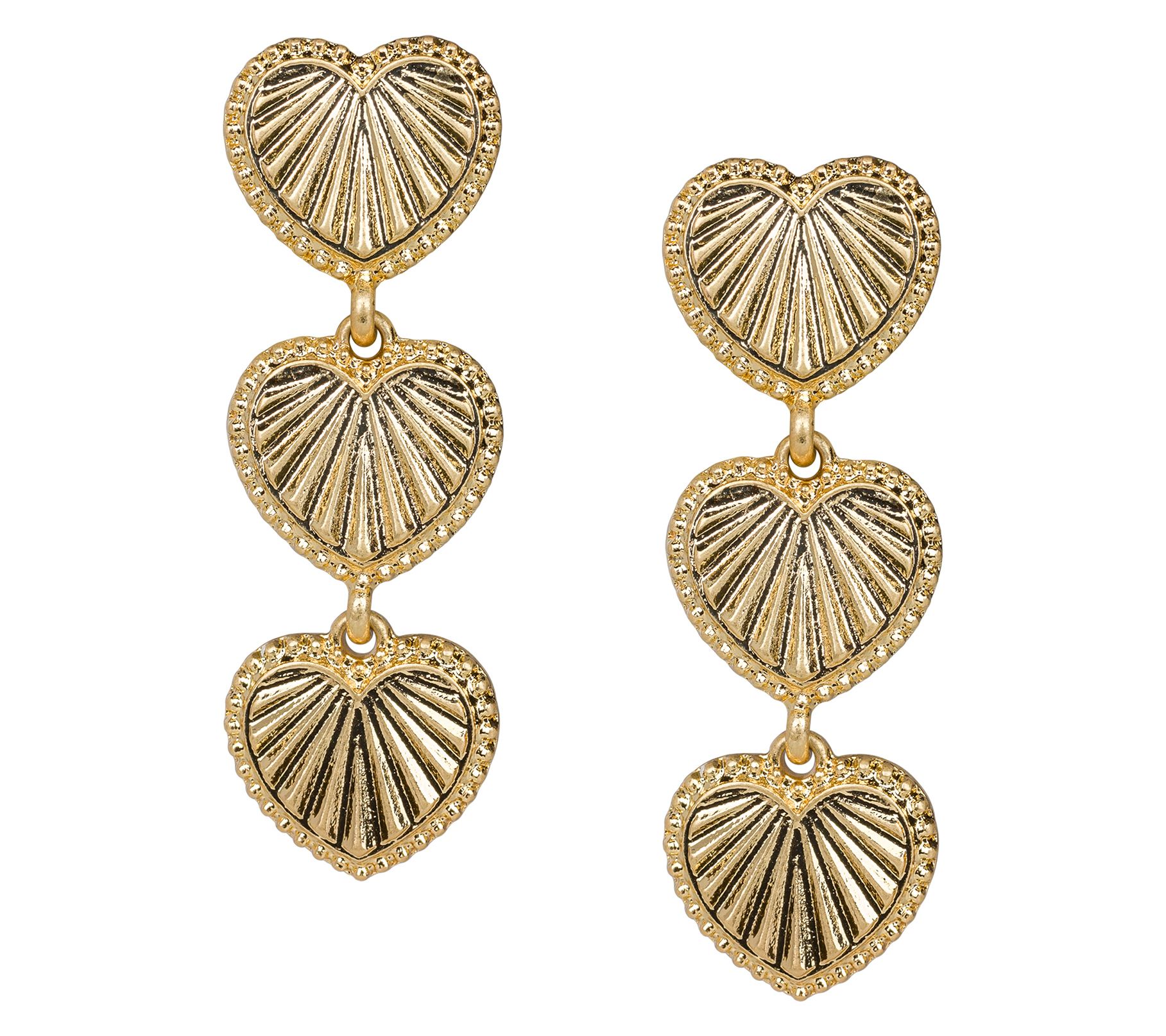 Patricia Nash Lovely Sparkle Triple Heart DropEarrings