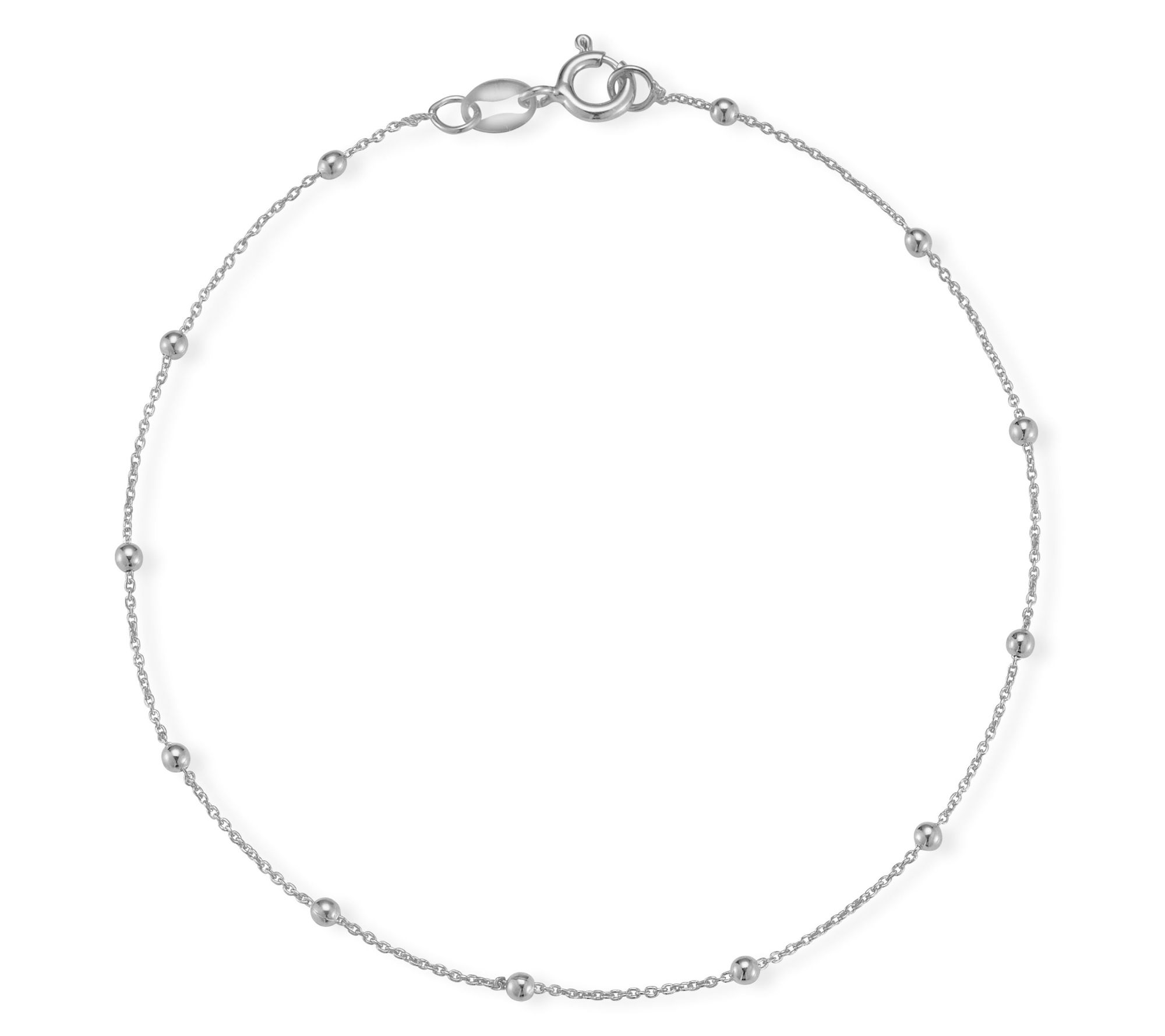 Italian Silver 2mm Ball 8" Chain Bracelet, Sterling