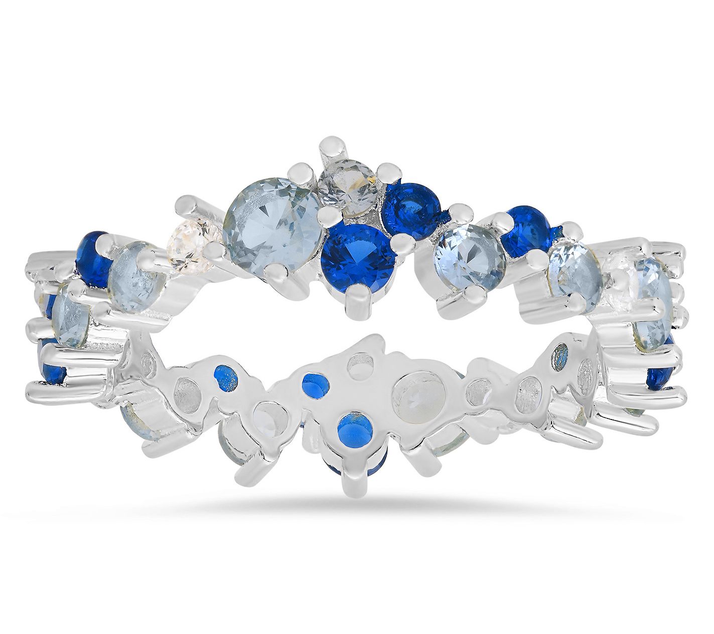 Diamonique Abstract Blue Ombre Eternity Ring, Sterling Silver