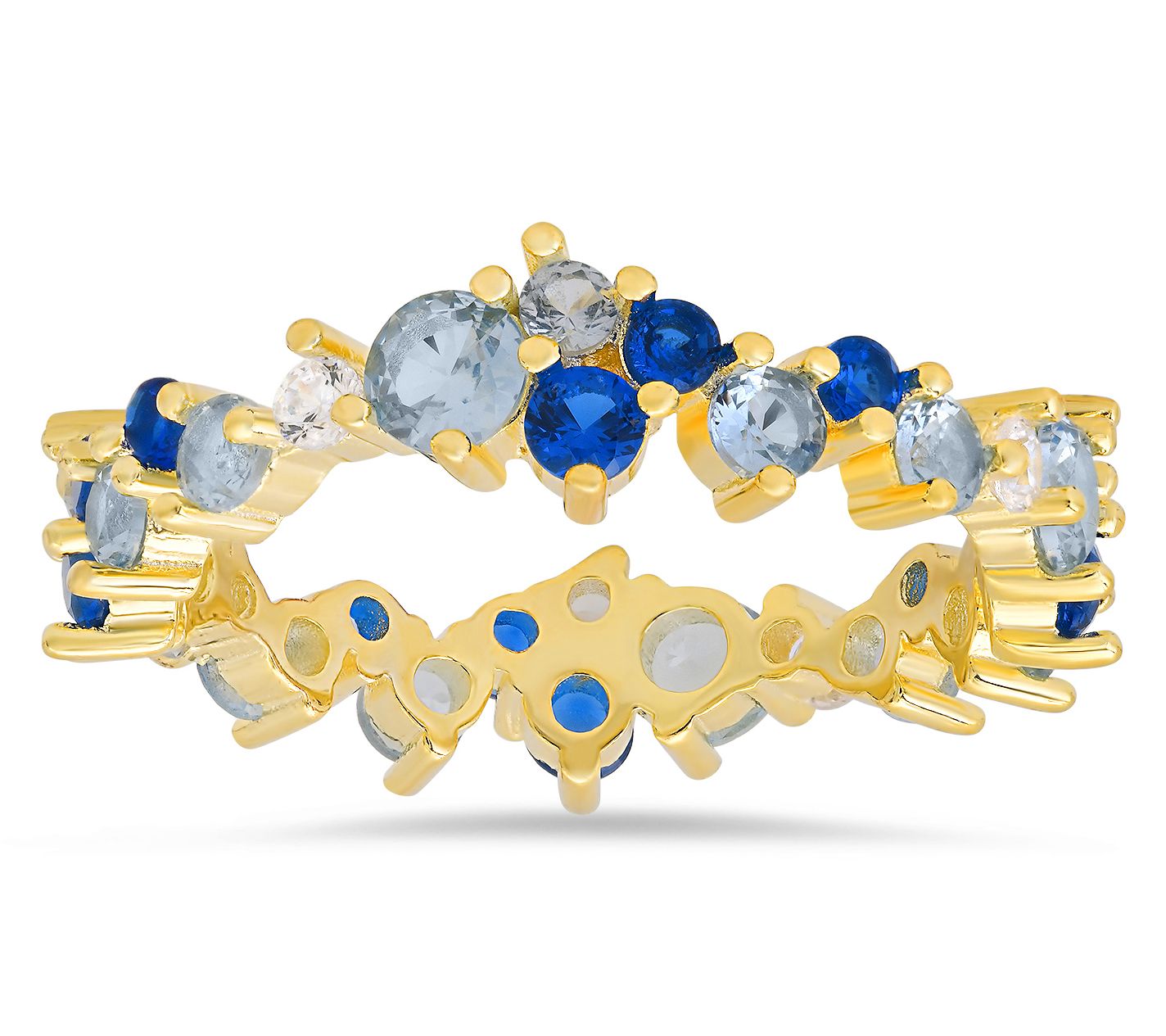 Diamonique Abstract Blue Ombre Eternity Ring, Sterling Silver