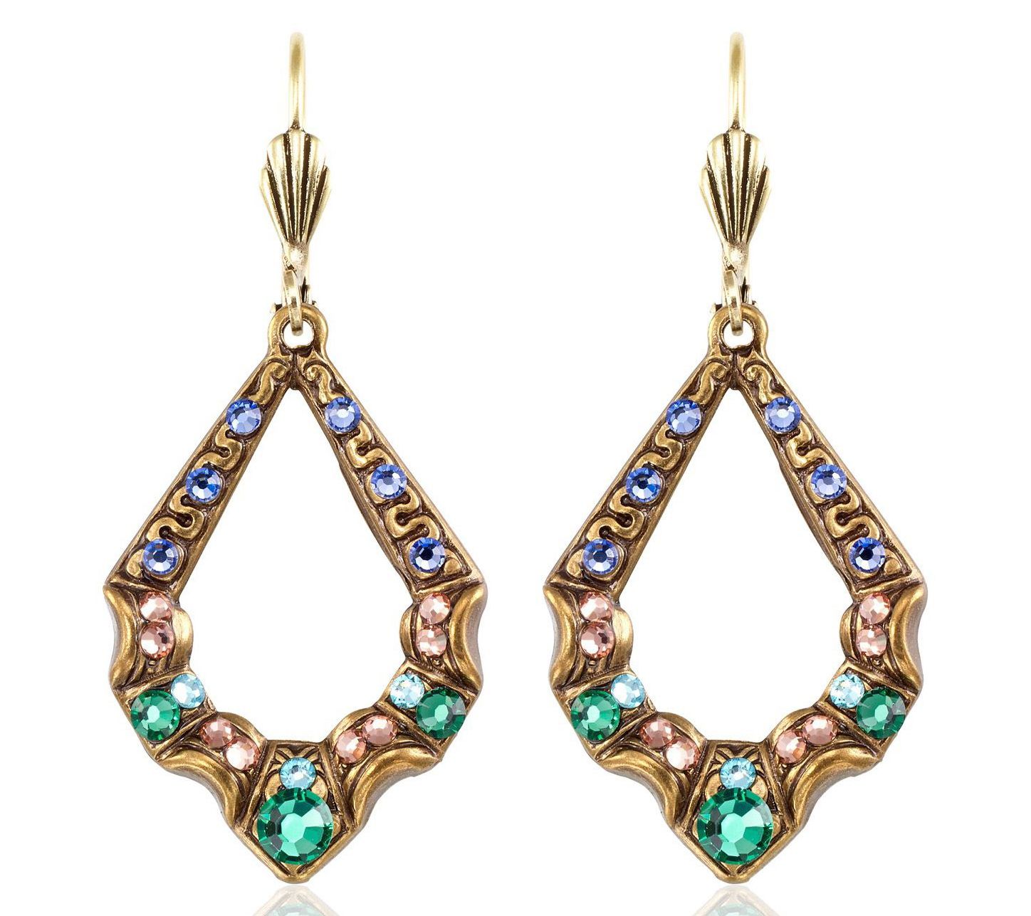 Anne Koplik Ripple Bell Multi-Color Crystal Earrings
