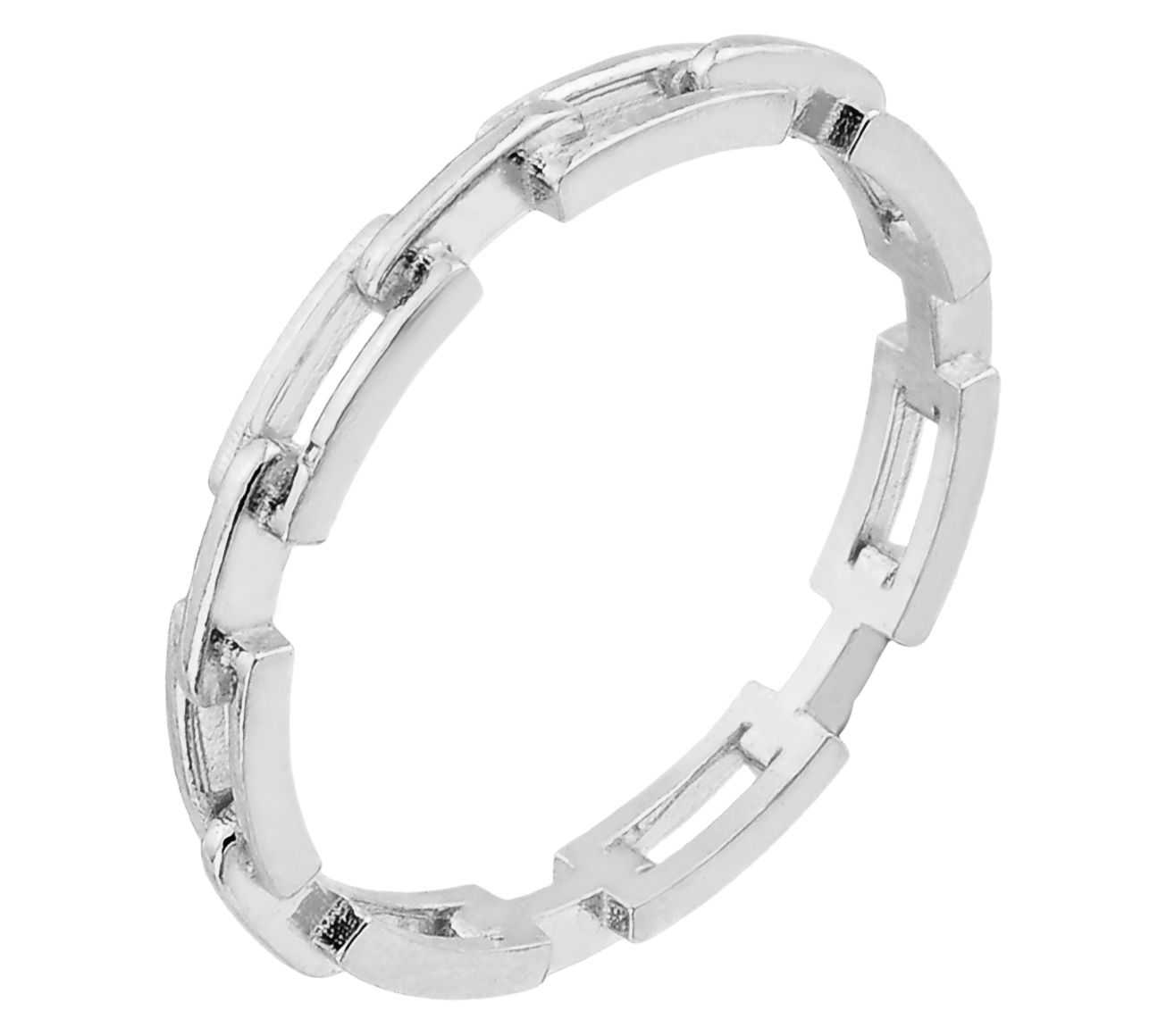 Silver Style Paperclip Design Band Ring, Sterling