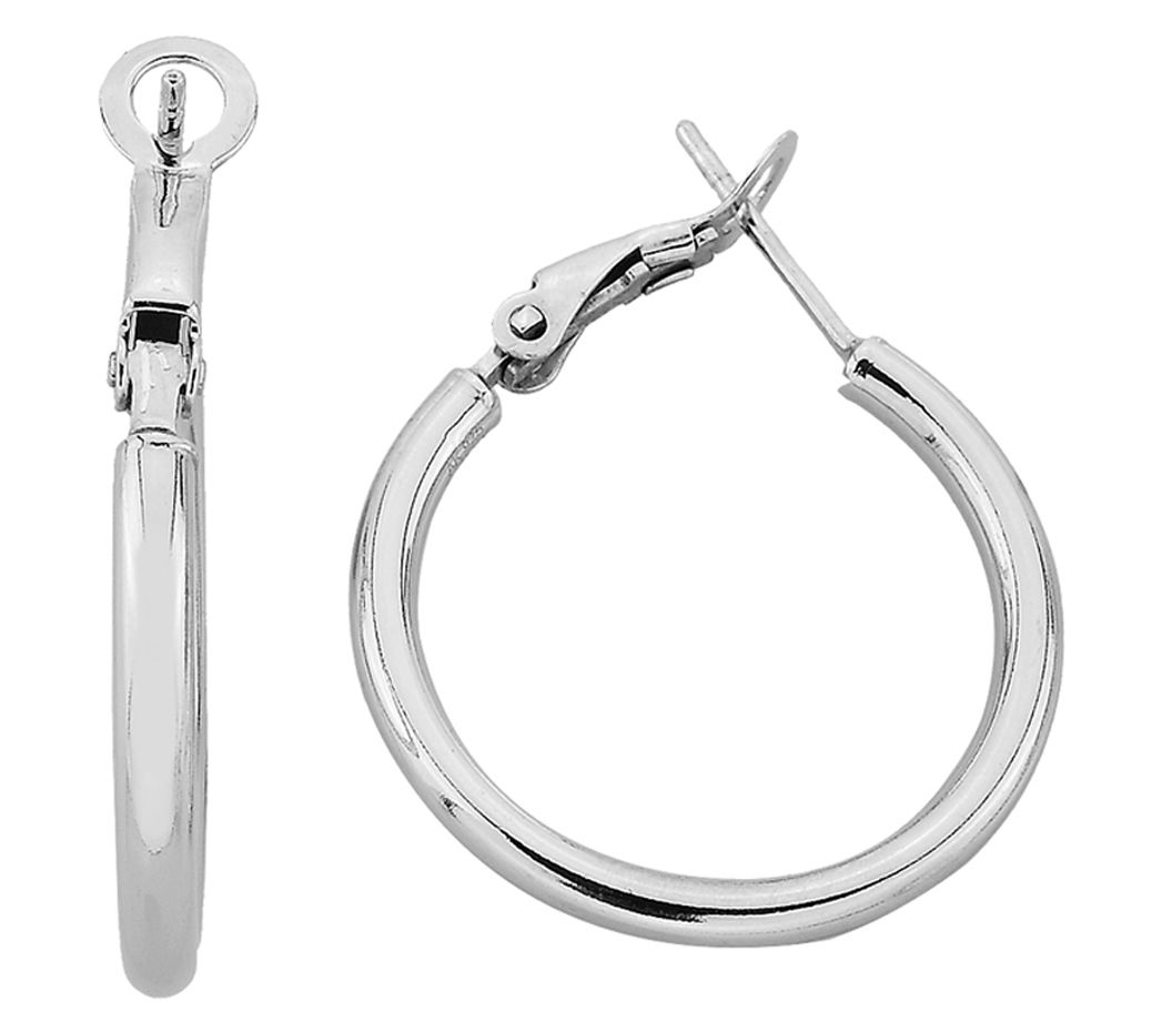 Silver Style 2" Omega Back Hoop Earrings, Sterling Silver