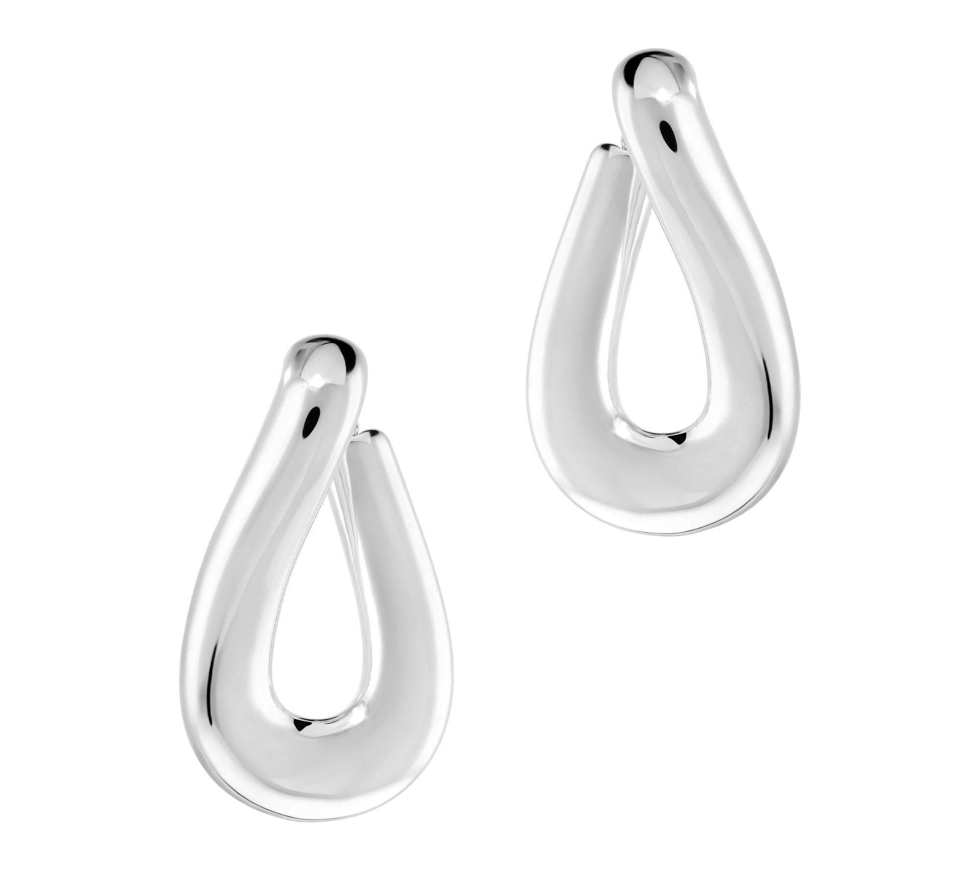 Ultrafine 950 Silver Front-to-Back Teardrop Hoop Earrings