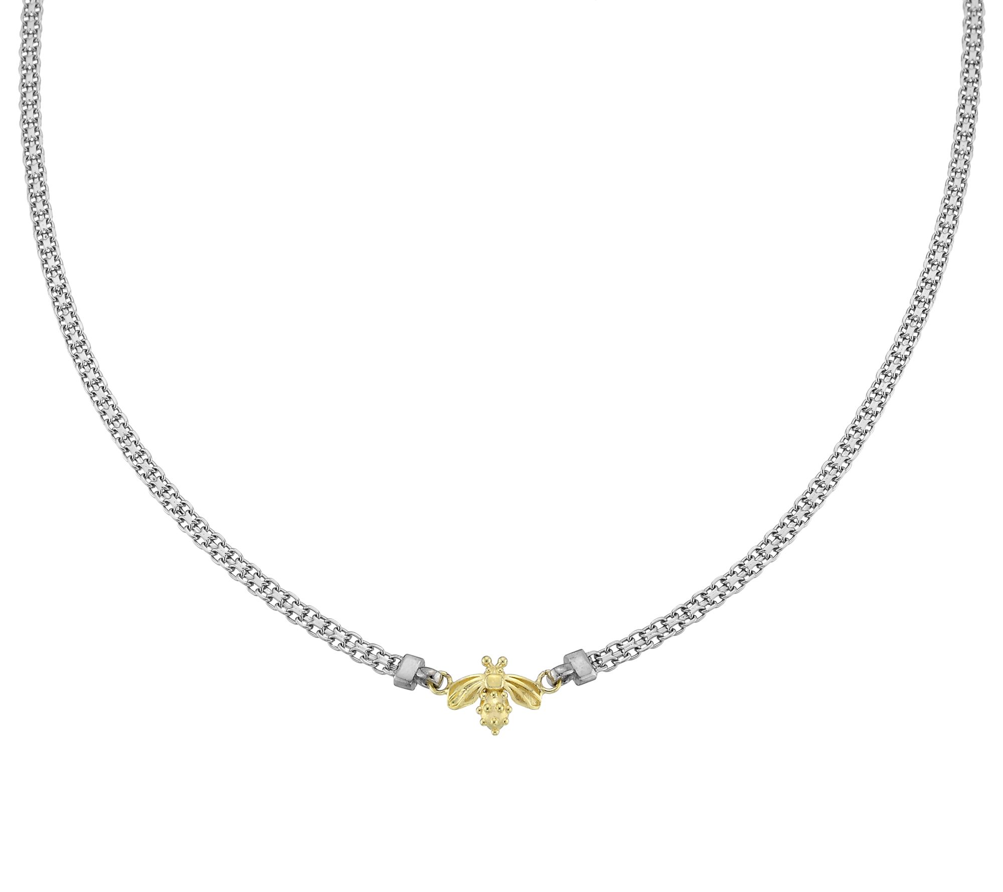 Silver Style Two-Tone  Bee Design Bismark Necklace, Sterling