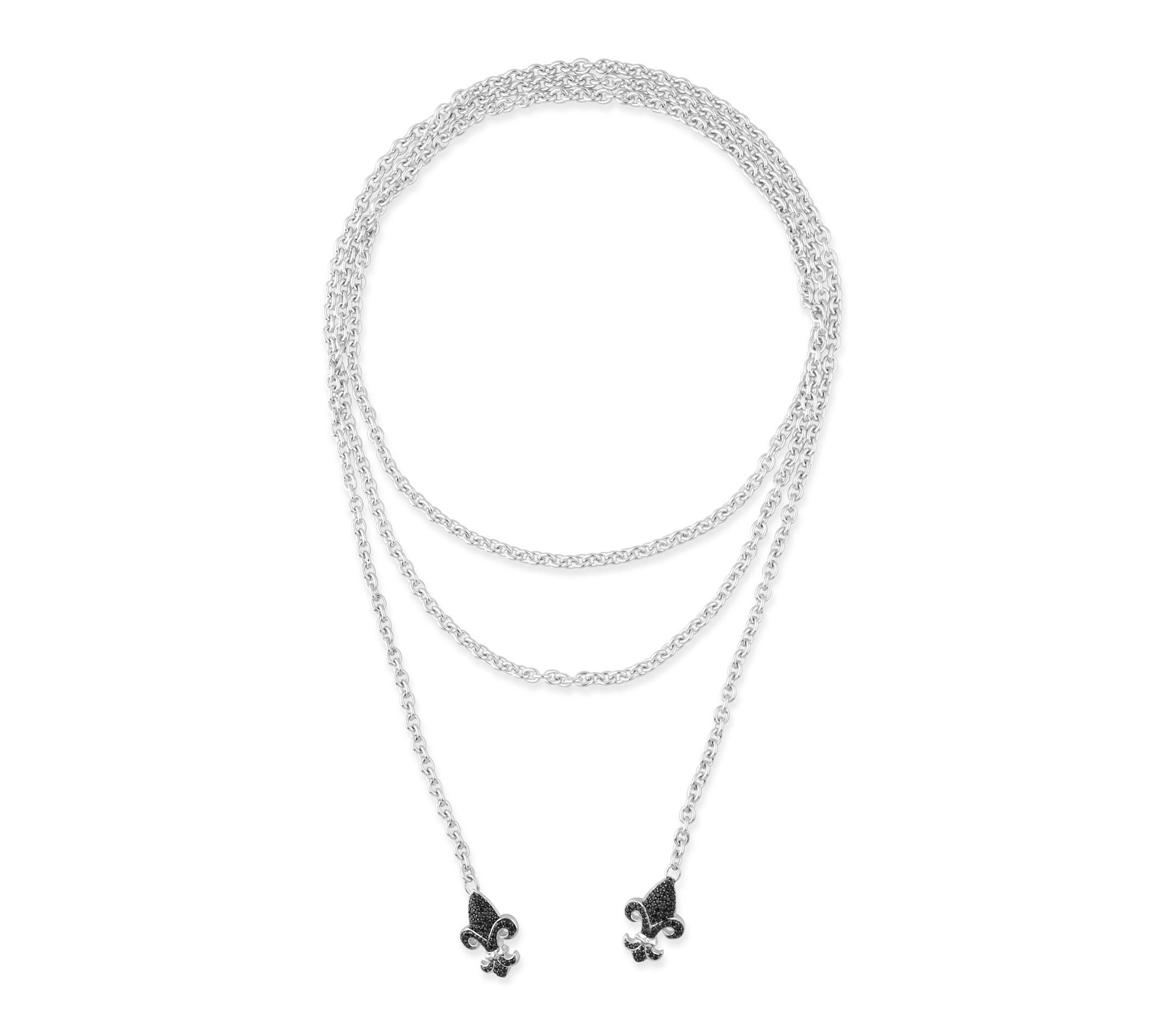 Margo Manhattan Sterling Black Spinel Fleury 48" Necklace
