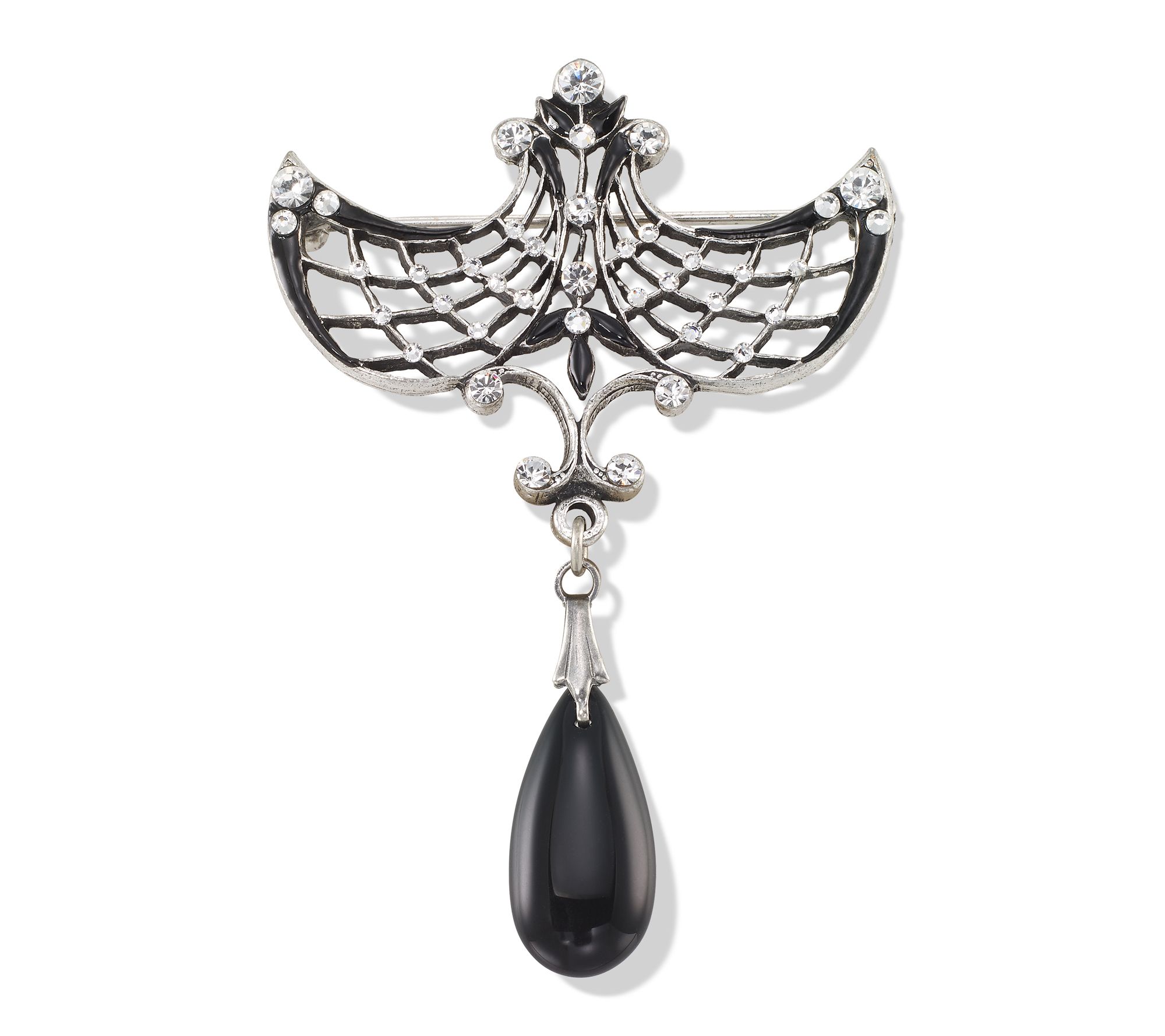 Anne Koplik Crystal Lattice Wings Pin w/ Drop