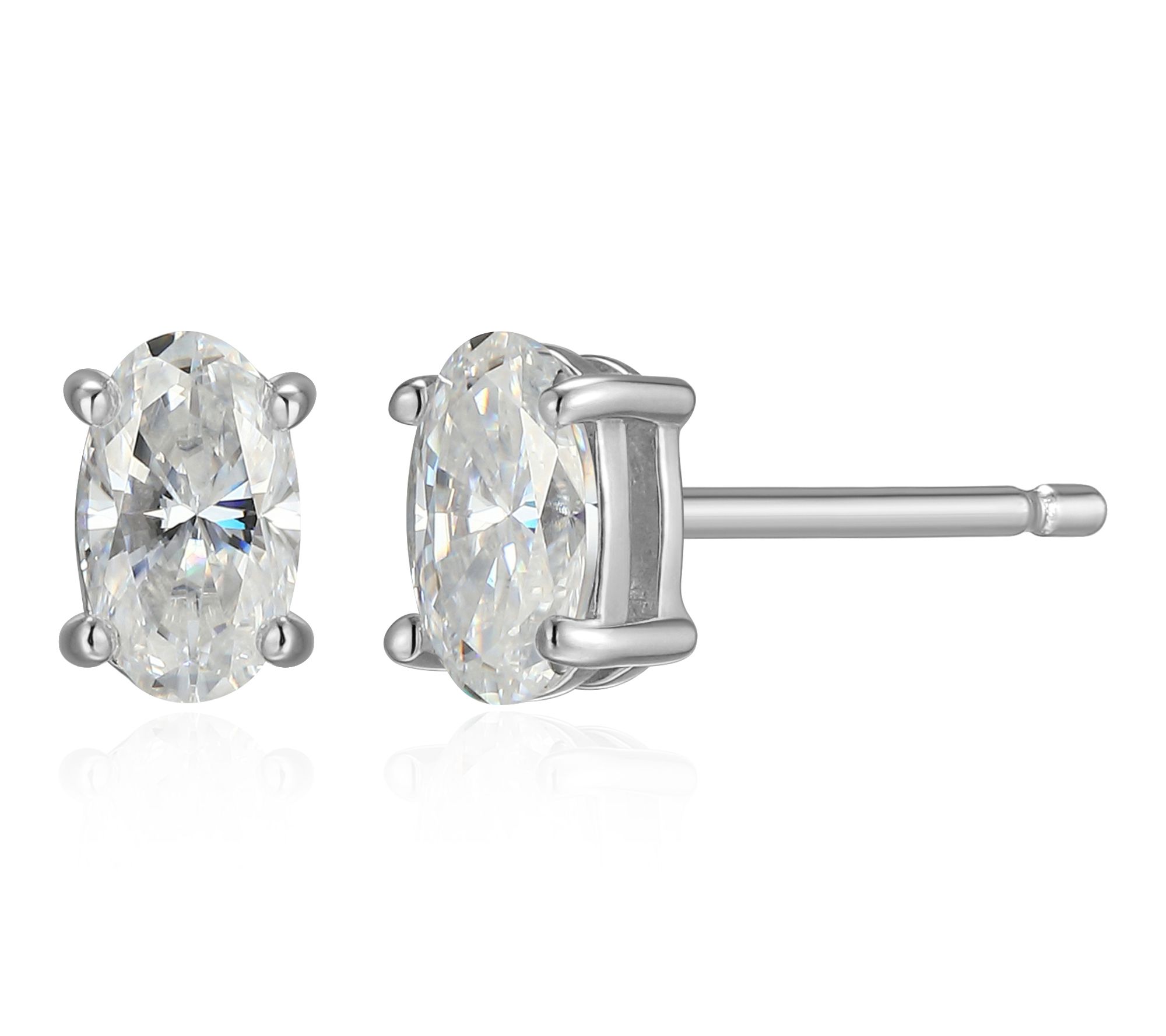 Moissanite 0.45 cttw Oval Cut Stud Earrings, Sterling Silver