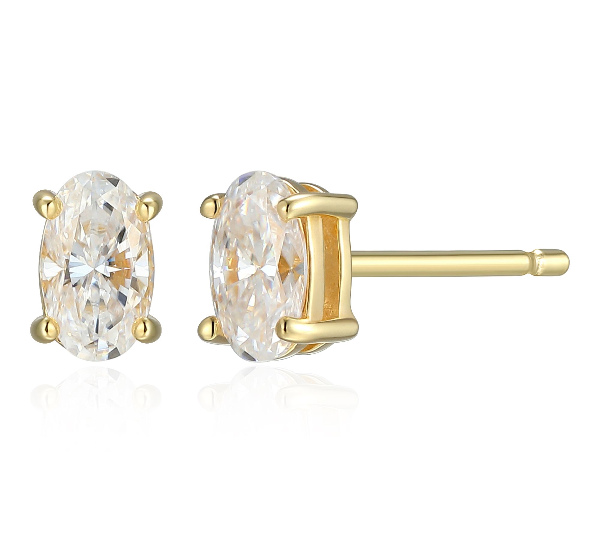 Moissanite 0.45 cttw Oval Cut Stud Earrings, Sterling Silver