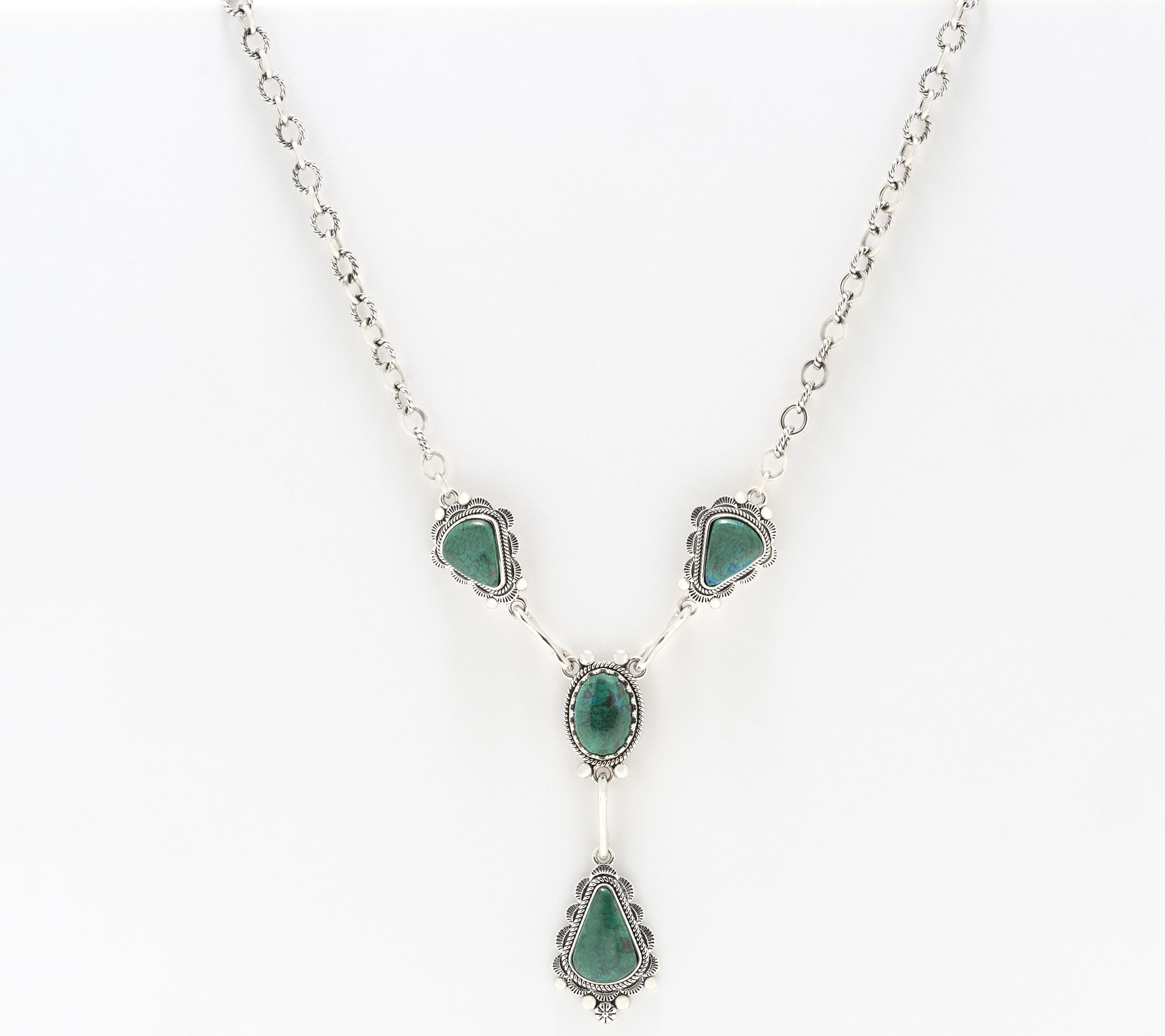 American West Sterling Four Gemstone Y Necklace