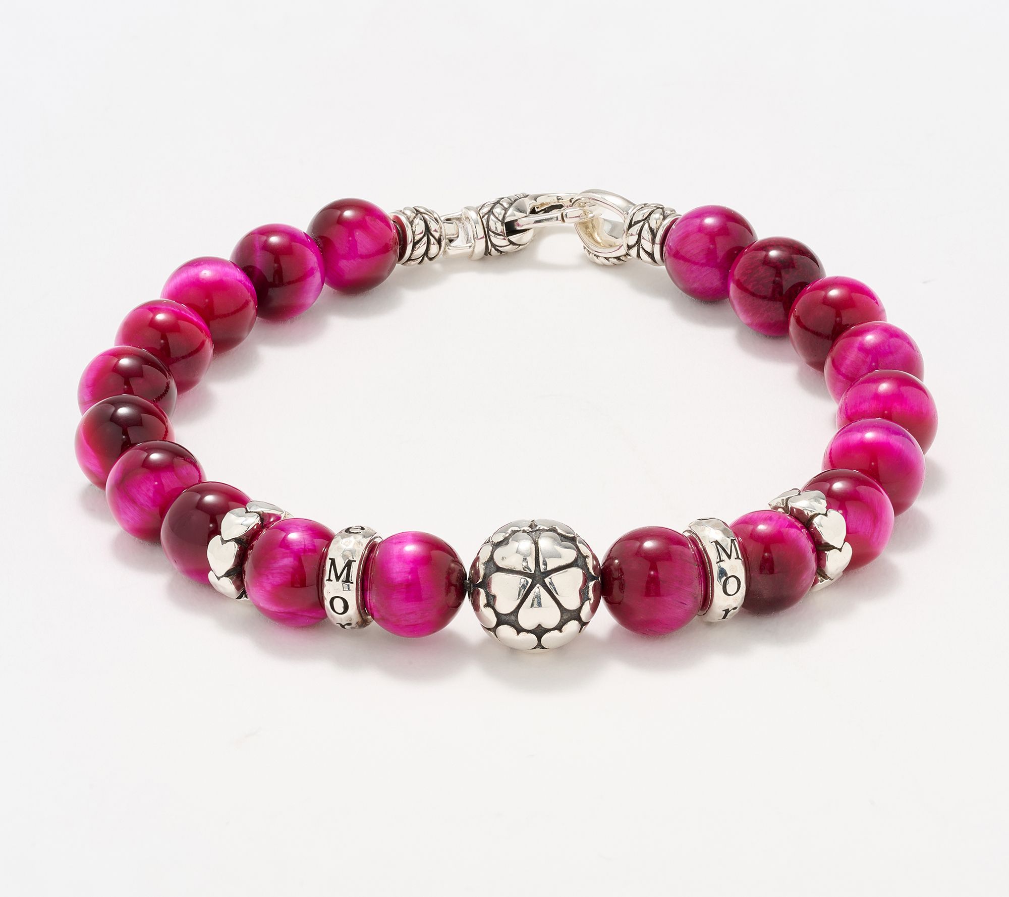 JAI Sterling Silver Message Gemstone Bead Bracelet, 11g