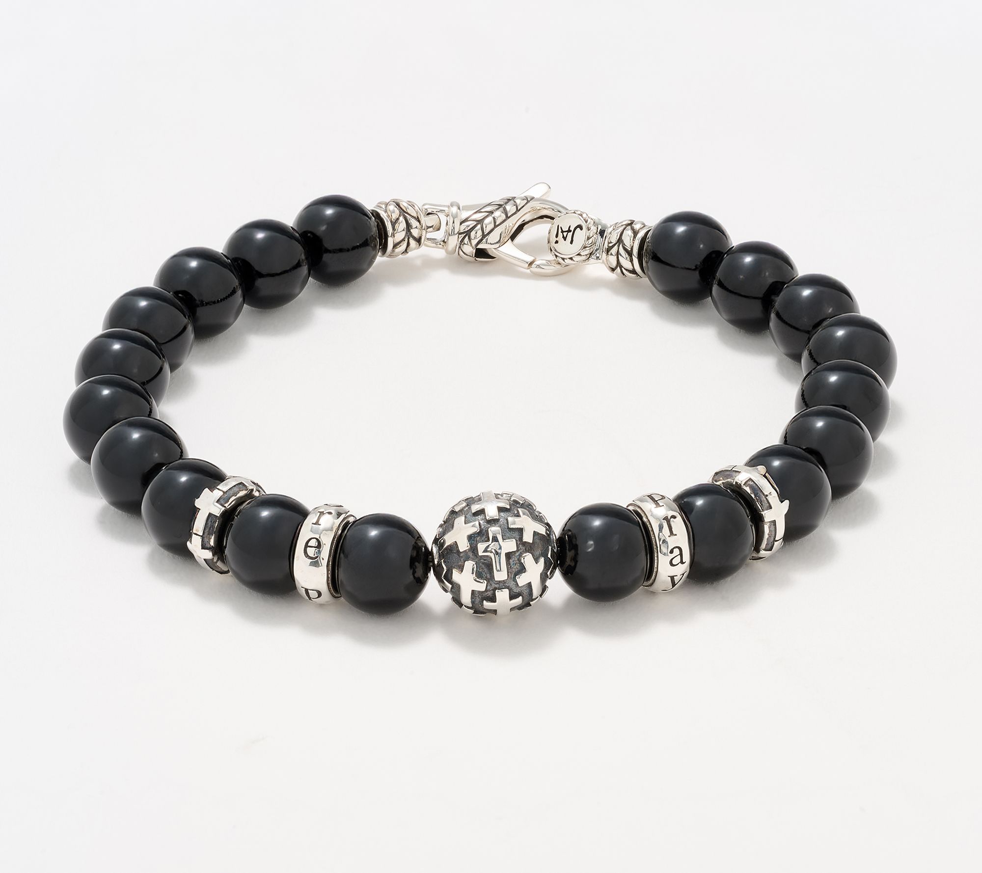 JAI Sterling Silver Message Gemstone Bead Bracelet, 11g