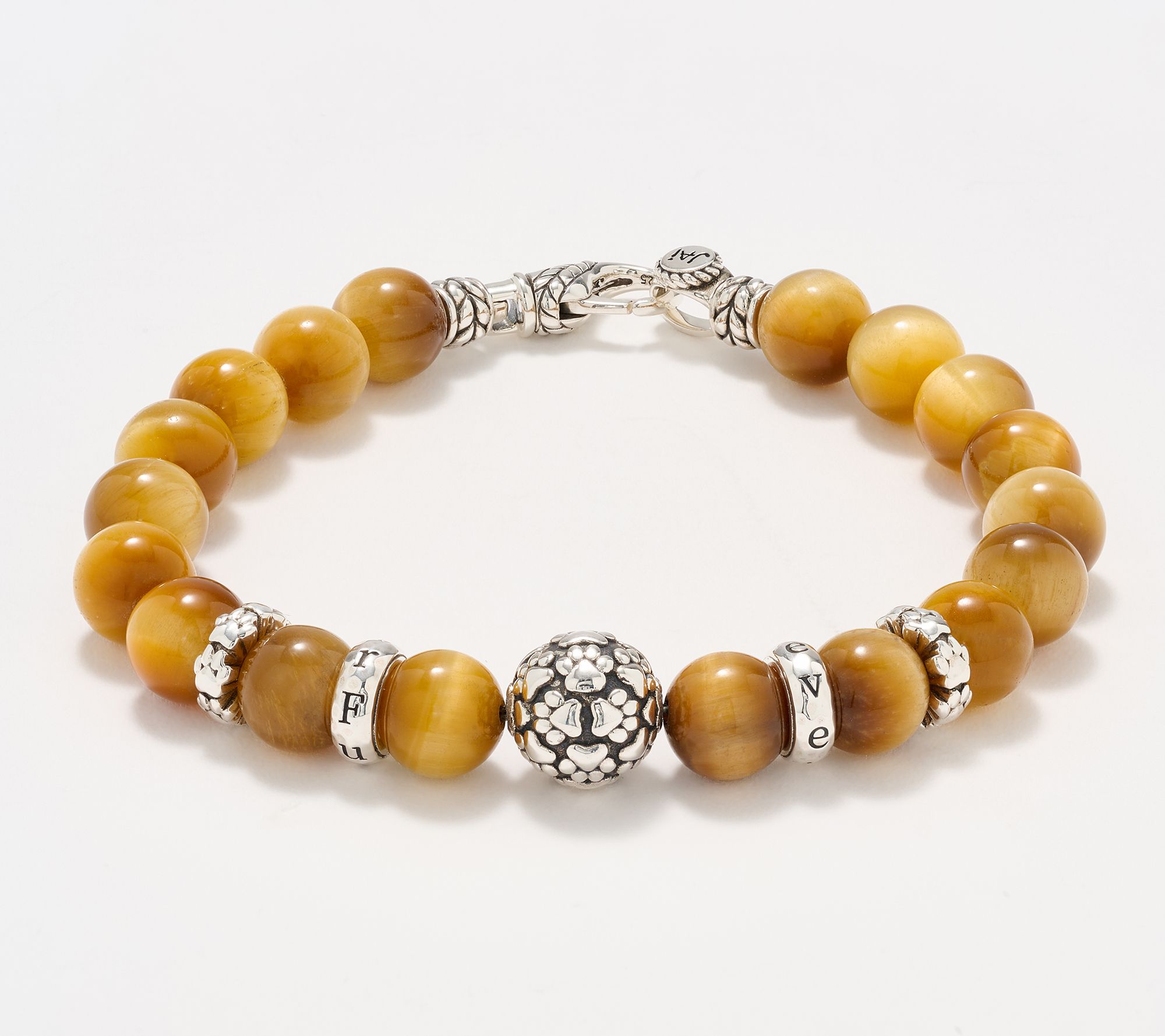 JAI Sterling Silver Message Gemstone Bead Bracelet, 11g
