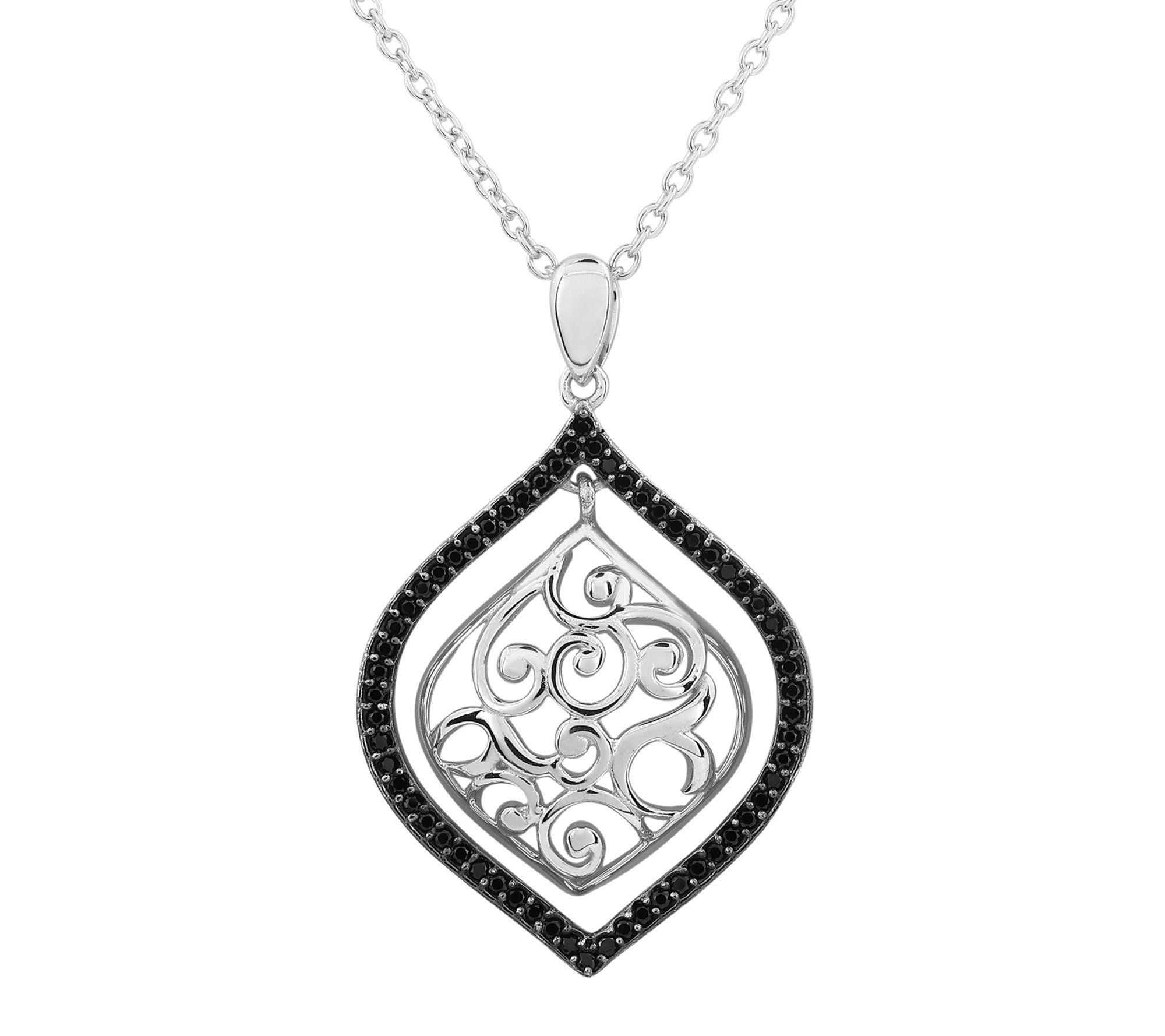 Artisan Crafted Black Spinel Pendant w/ Chain,Sterling