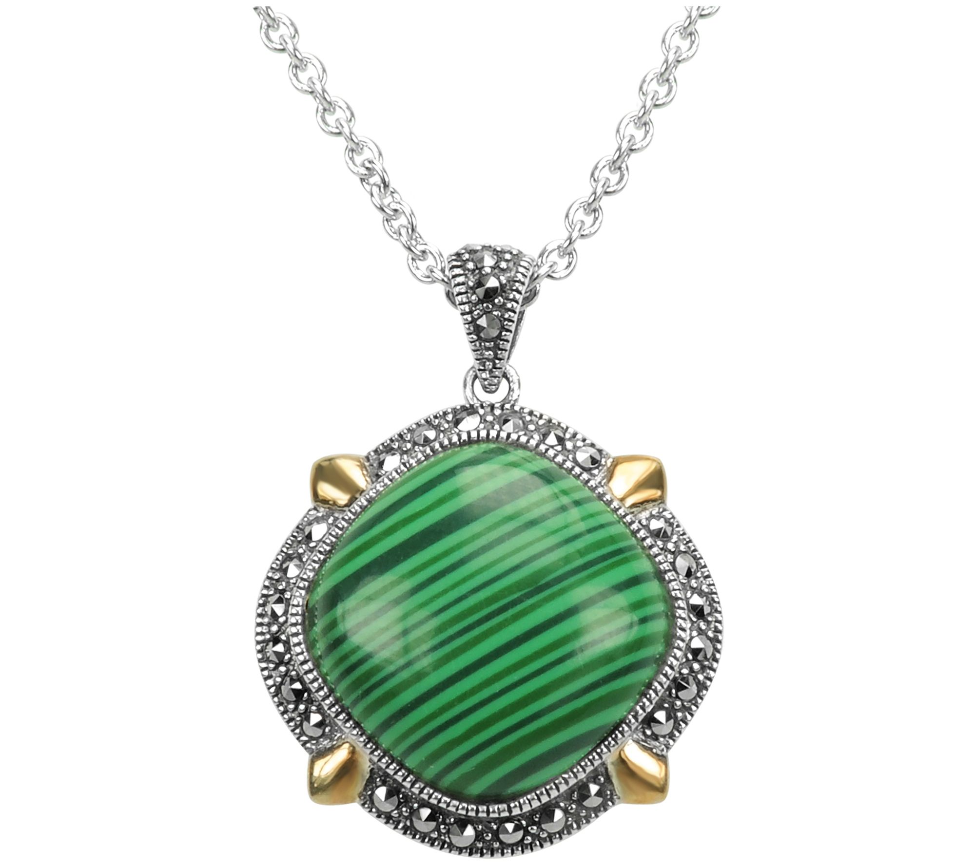 Suspicion Marcasite & Pendant w/ Chain, Gold flash silver