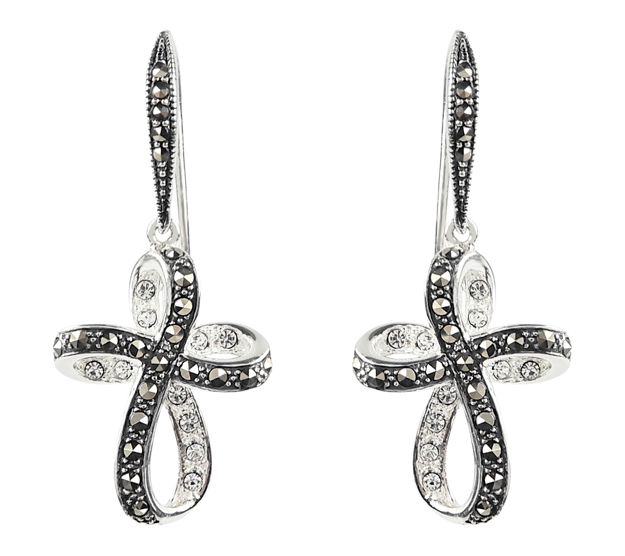 Suspicion Marcasite & Crystal Highway Earrings,Sterling