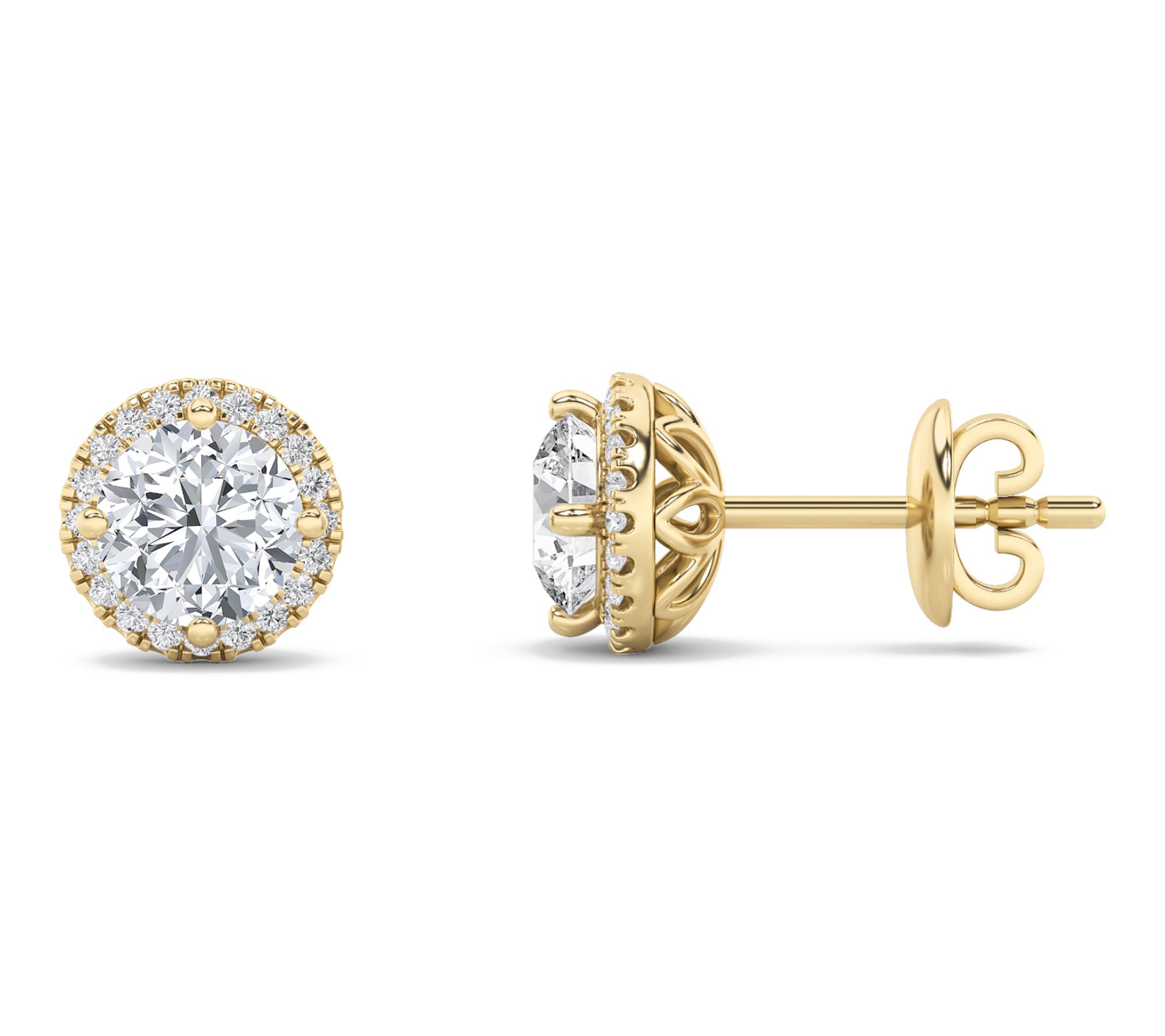 Fire Light 3.00 cttw Lab Grown Diamond Halo Stud Earrings, 14K