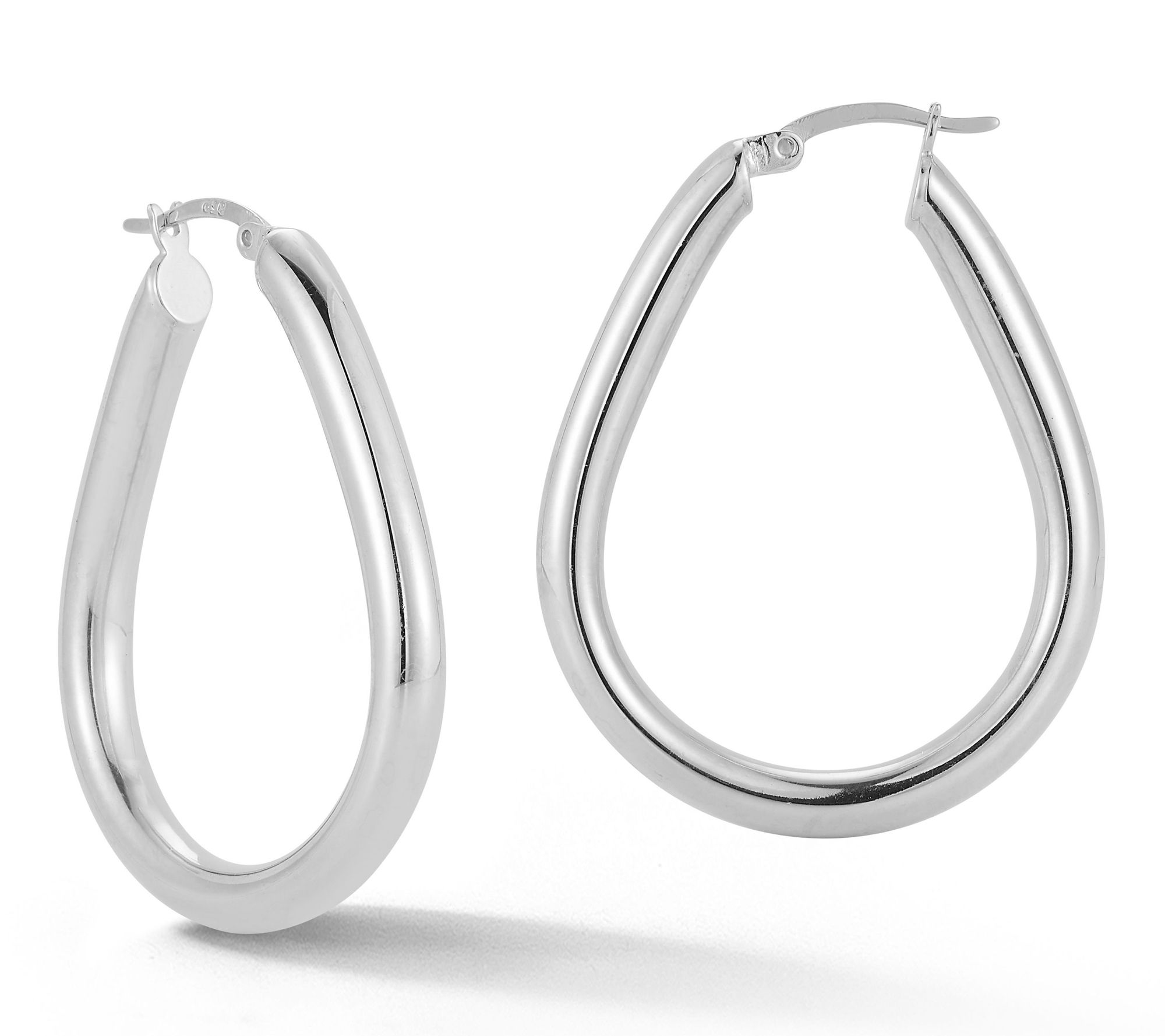 Sterlina Silver Polished Pear-Shaped Hoop Earrings, Sterling