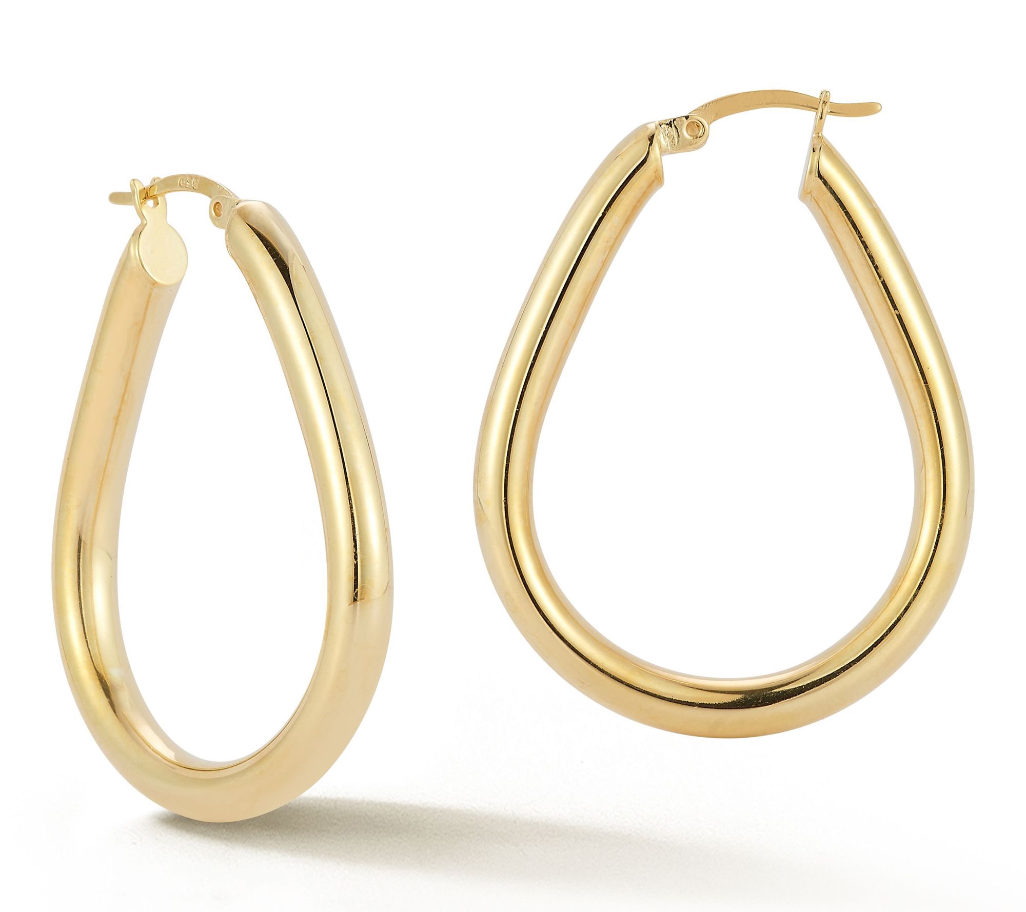 Sterlina Silver Polished Pear-Shaped Hoop Earrings, Sterling