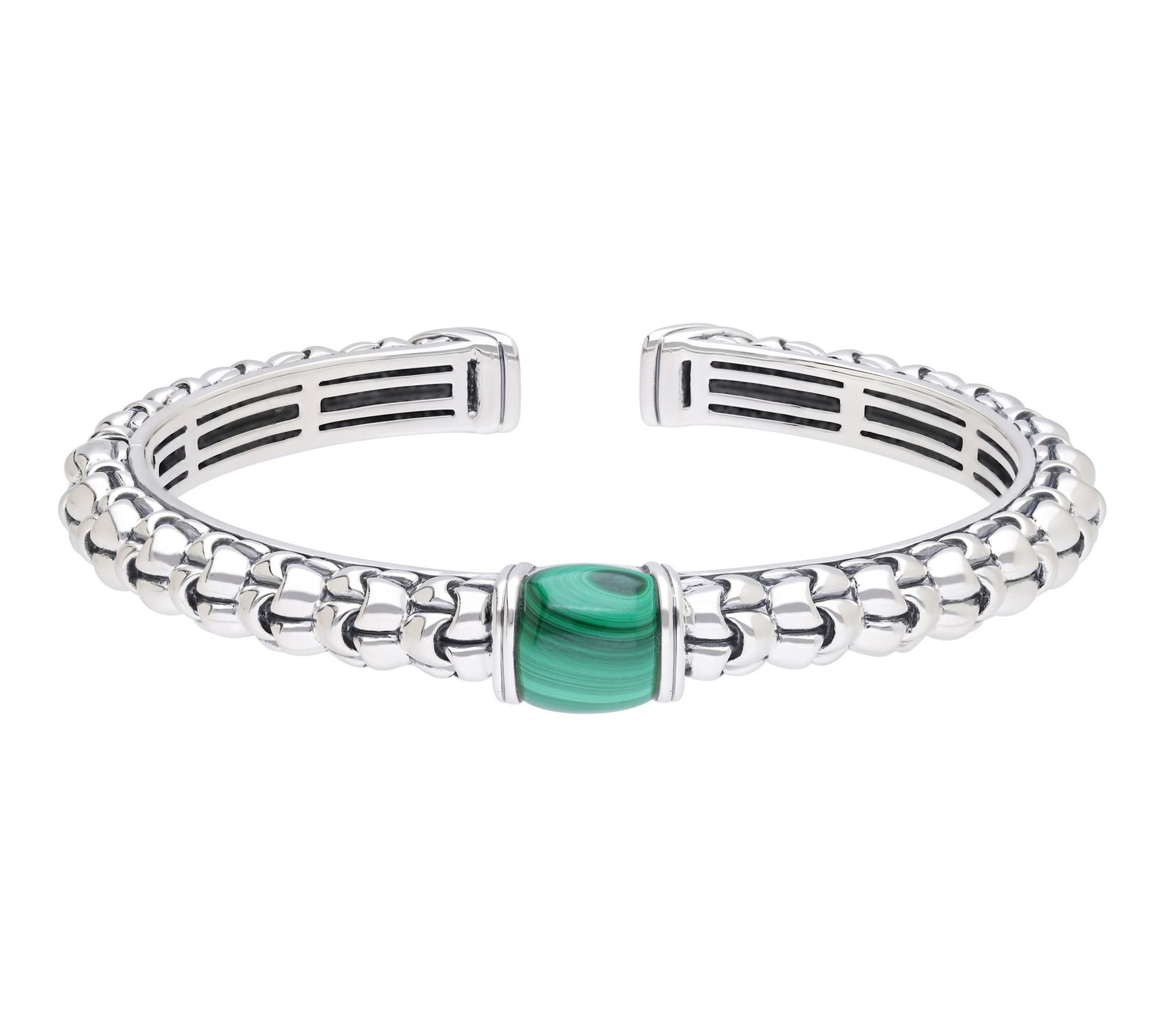 Tiffany Kay Studio Sterling Malachite Purl KnitHinged Cuff
