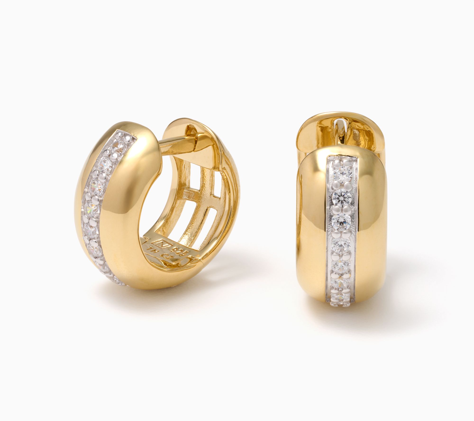 Diamonique Chubby Huggie Hoop Earrings, Sterling Silver