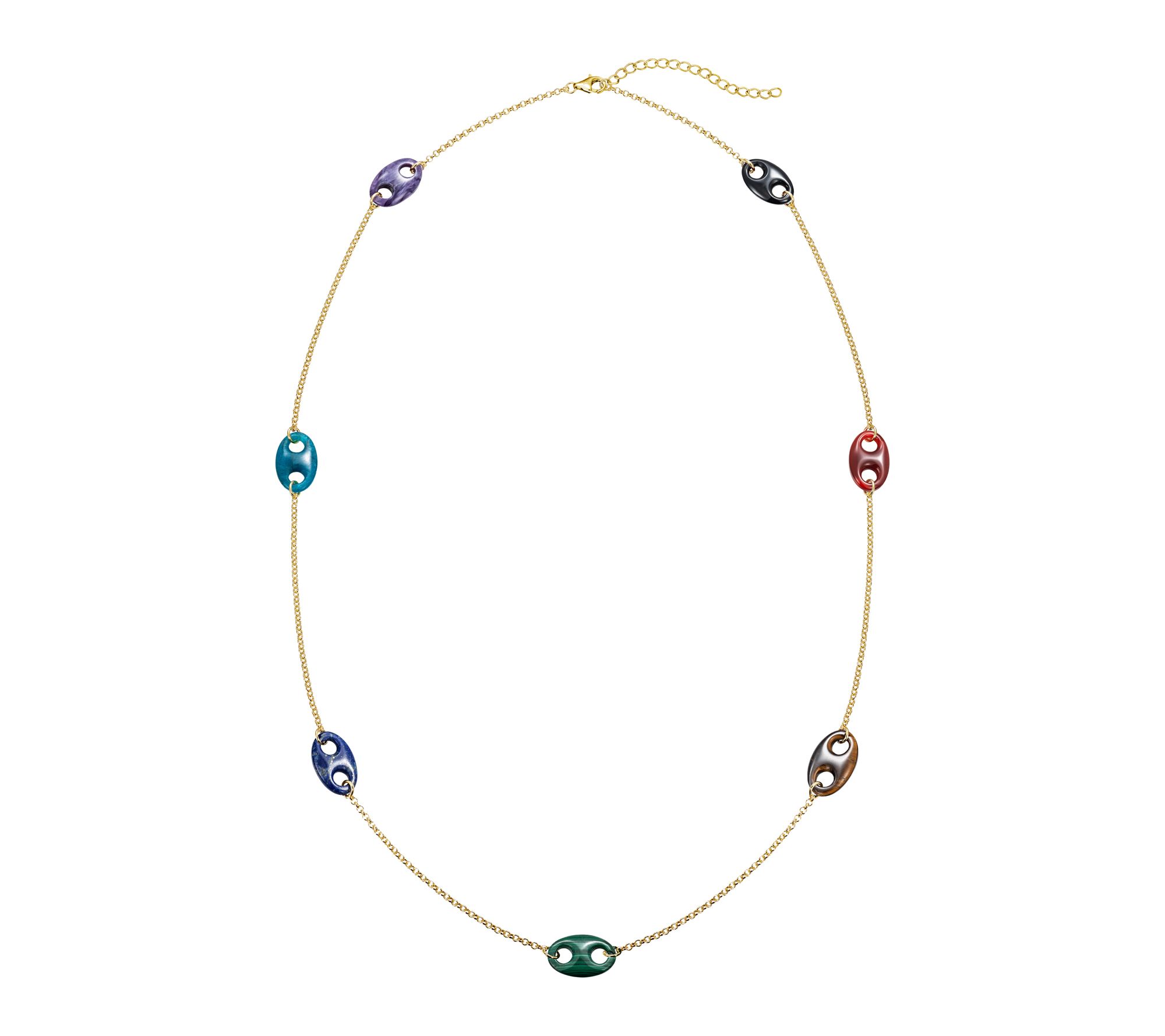 Affinity Gems Multi-Gemstone Mariner Link Necklace, Sterling