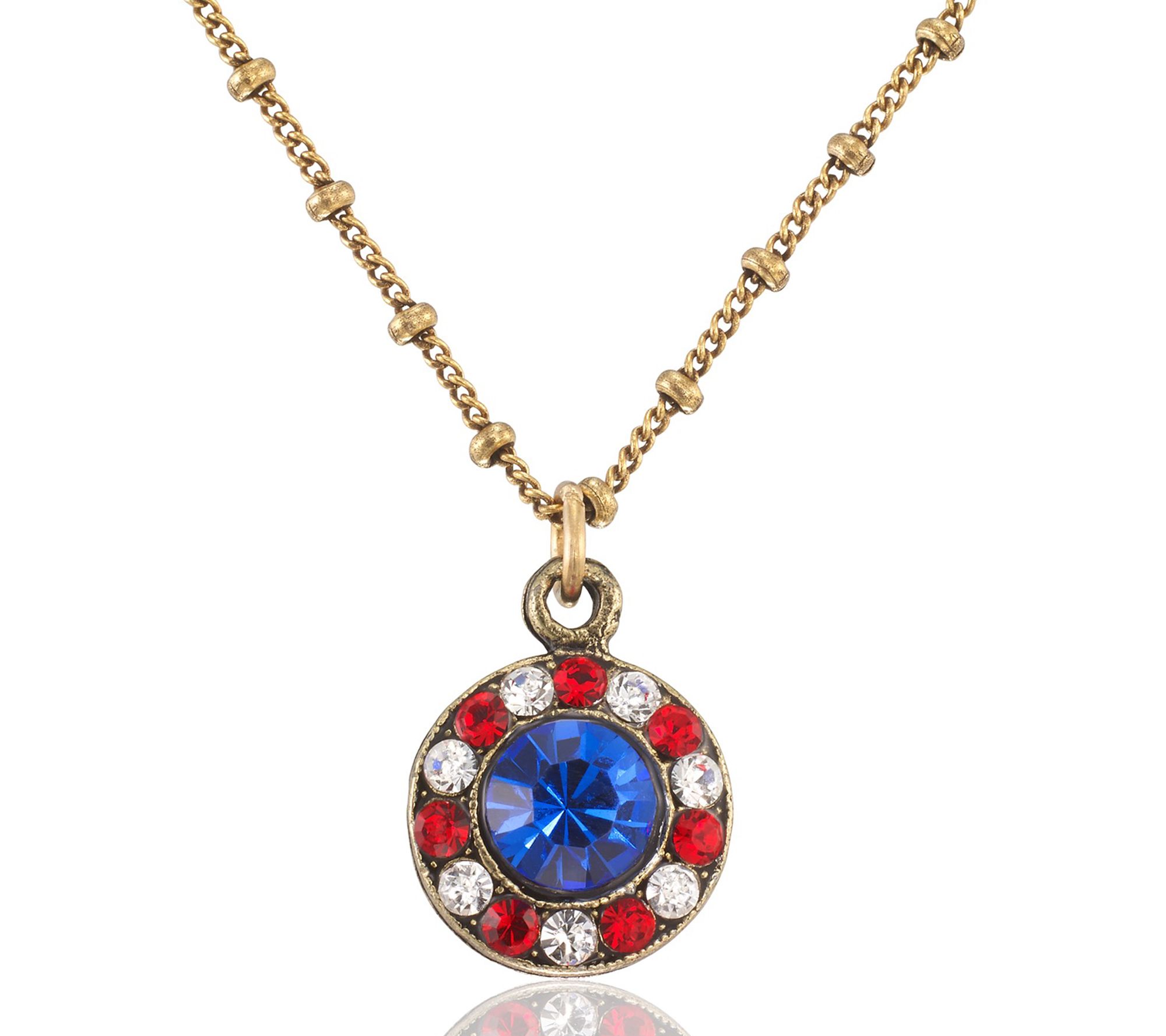Anne Koplik Americana Crystal Halo Pendant w/ Chain