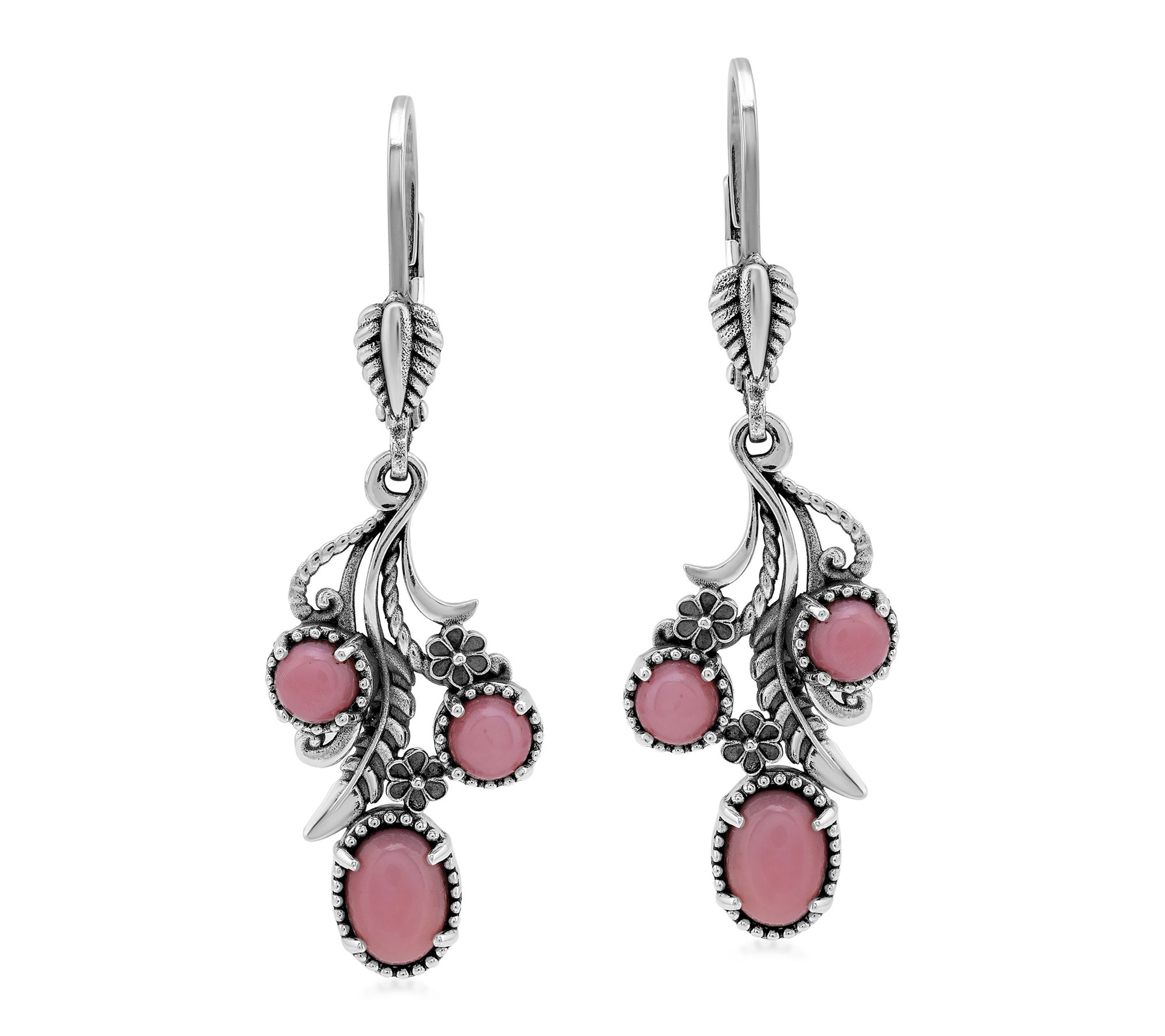 American West Sterling Gemstone Leaf & Concha Dangle Earrings