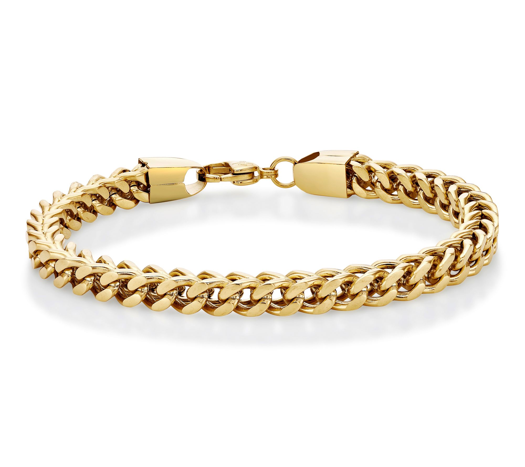 LYNX Men's Stainless Steel Gold IP 6mm Foxtail Chain Bracelet
