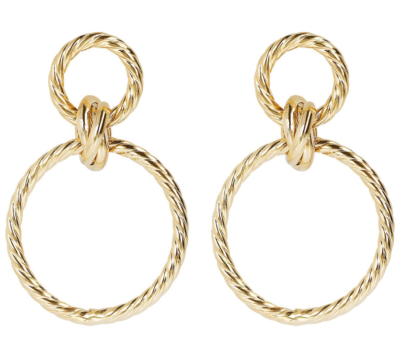 Italian Gold Textured Double Circle Dangle Earrings, 14K - QVC.com