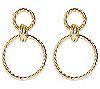 Italian Gold Textured Double Circle Dangle Earrings, 14K