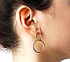 Italian Gold Textured Double Circle Dangle Earrings, 14K, 2 of 2