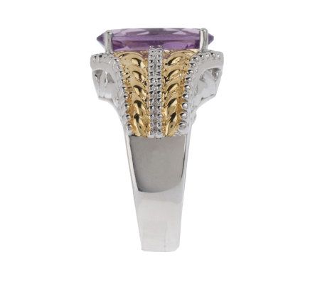 Sterling Two-tone 2.25 ct tw Elongated Oval Gemstone Ring - QVC.com