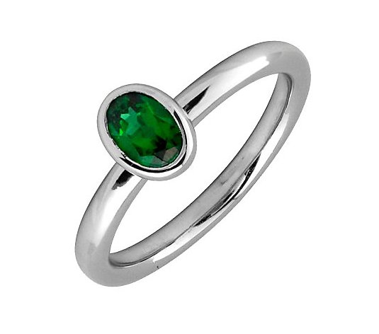 Simply Stacks Sterling & Oval Created-Emerald Ring