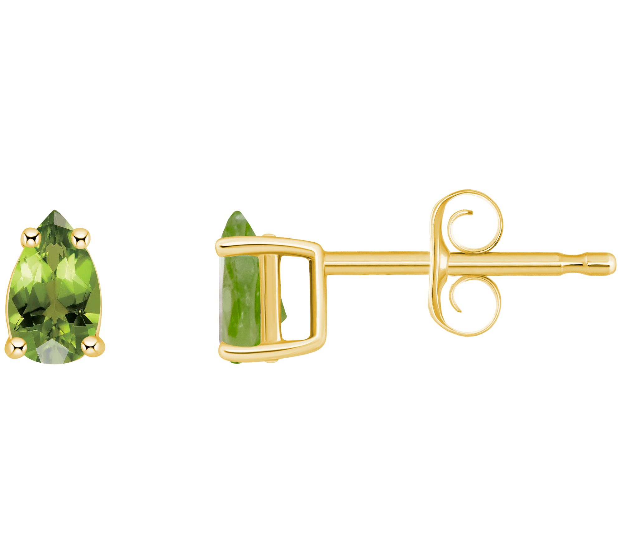 14K Gold Pear Shape 0.50 cttw Peridot Stud Earrings