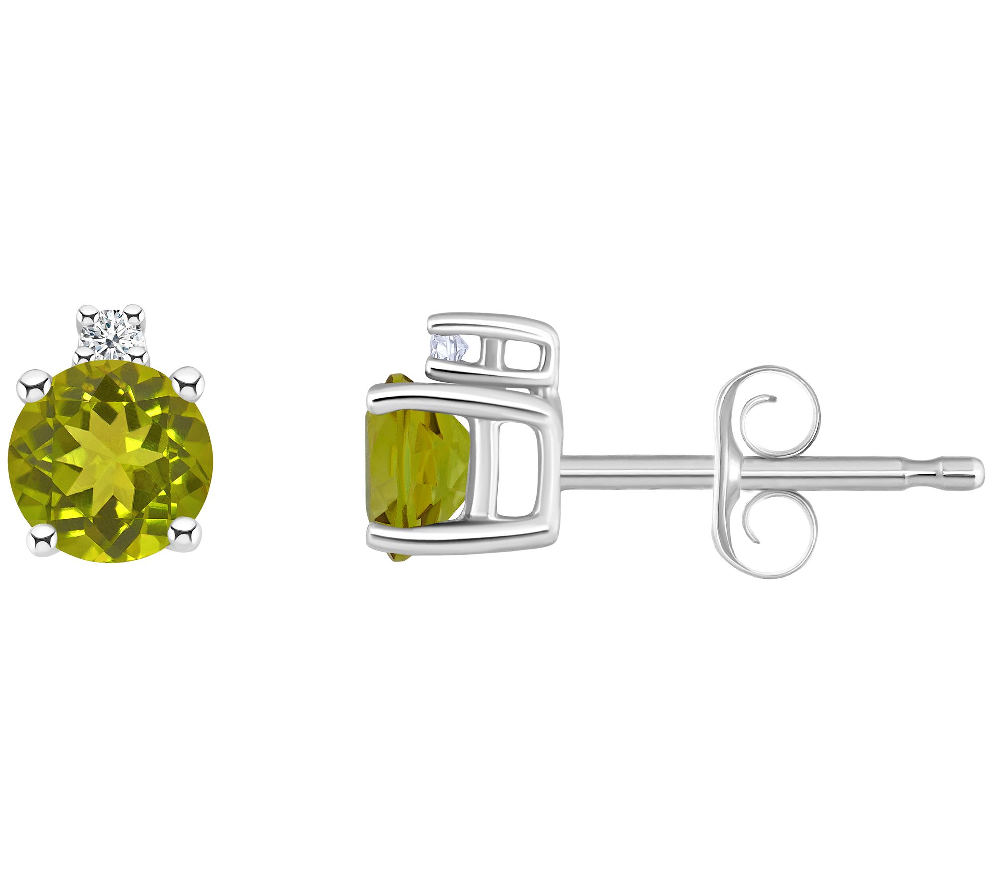 14K Round 0.60 cttw Peridot & Diamond Accent St ud Earrings