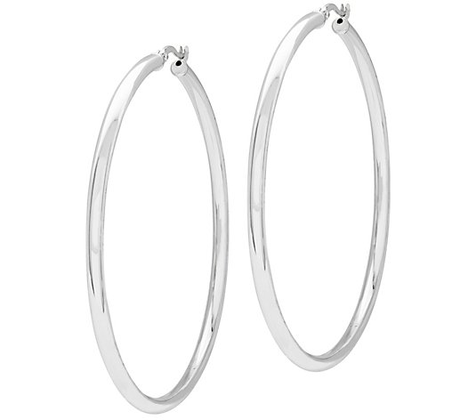 Sterling 2-1/2" Large Round Hoop Earrings