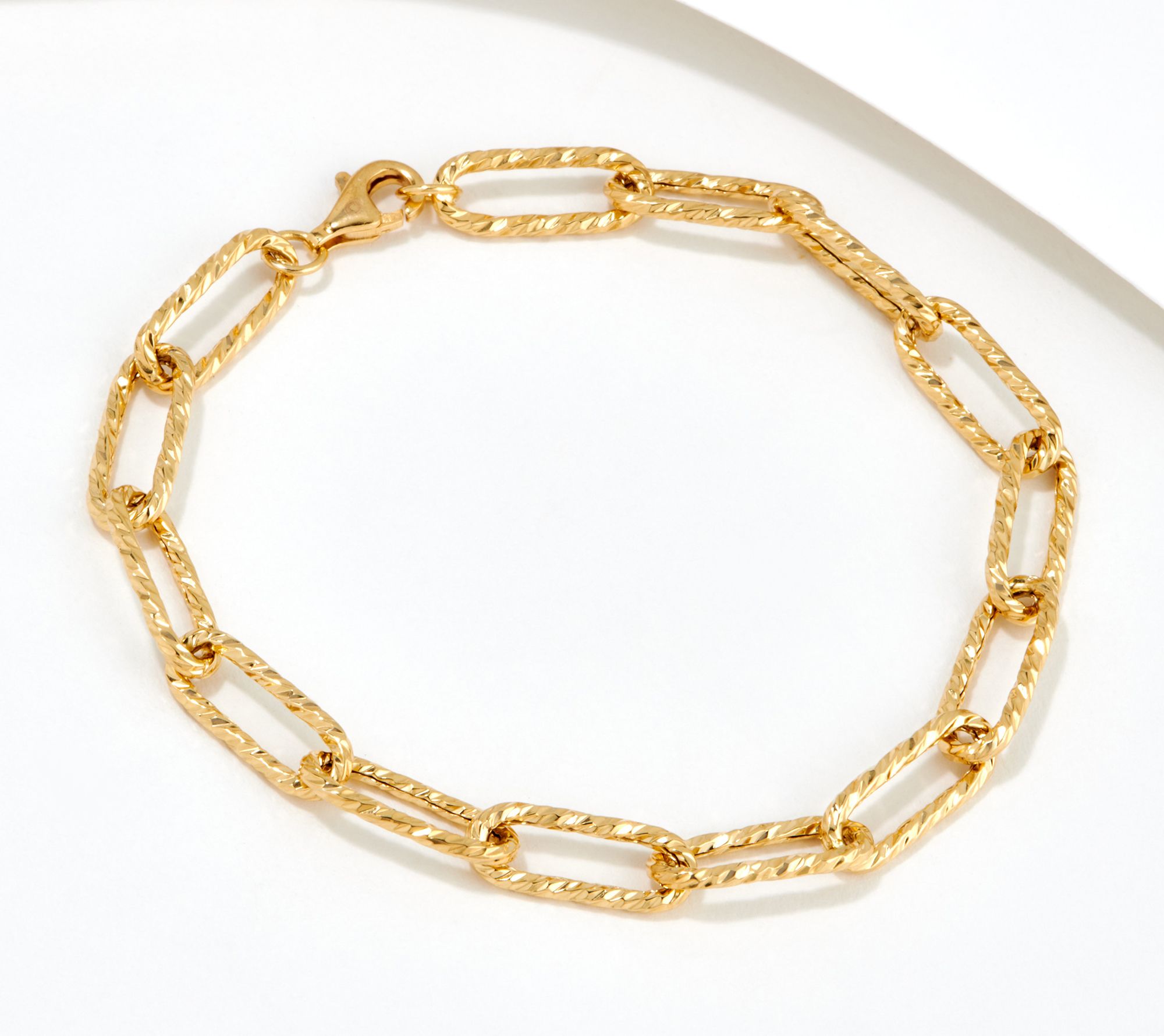 10k Solid Gold Paperclip Bracelet With Long Chain Links 10k 