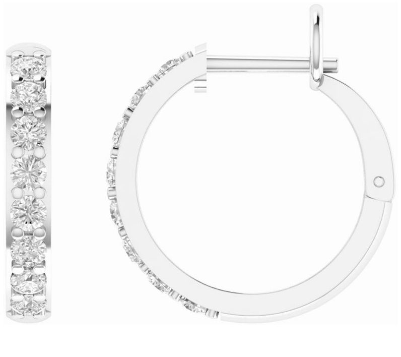 Affinity 1.00 cttw Diamond Hoops Earr ings, 14K Gold