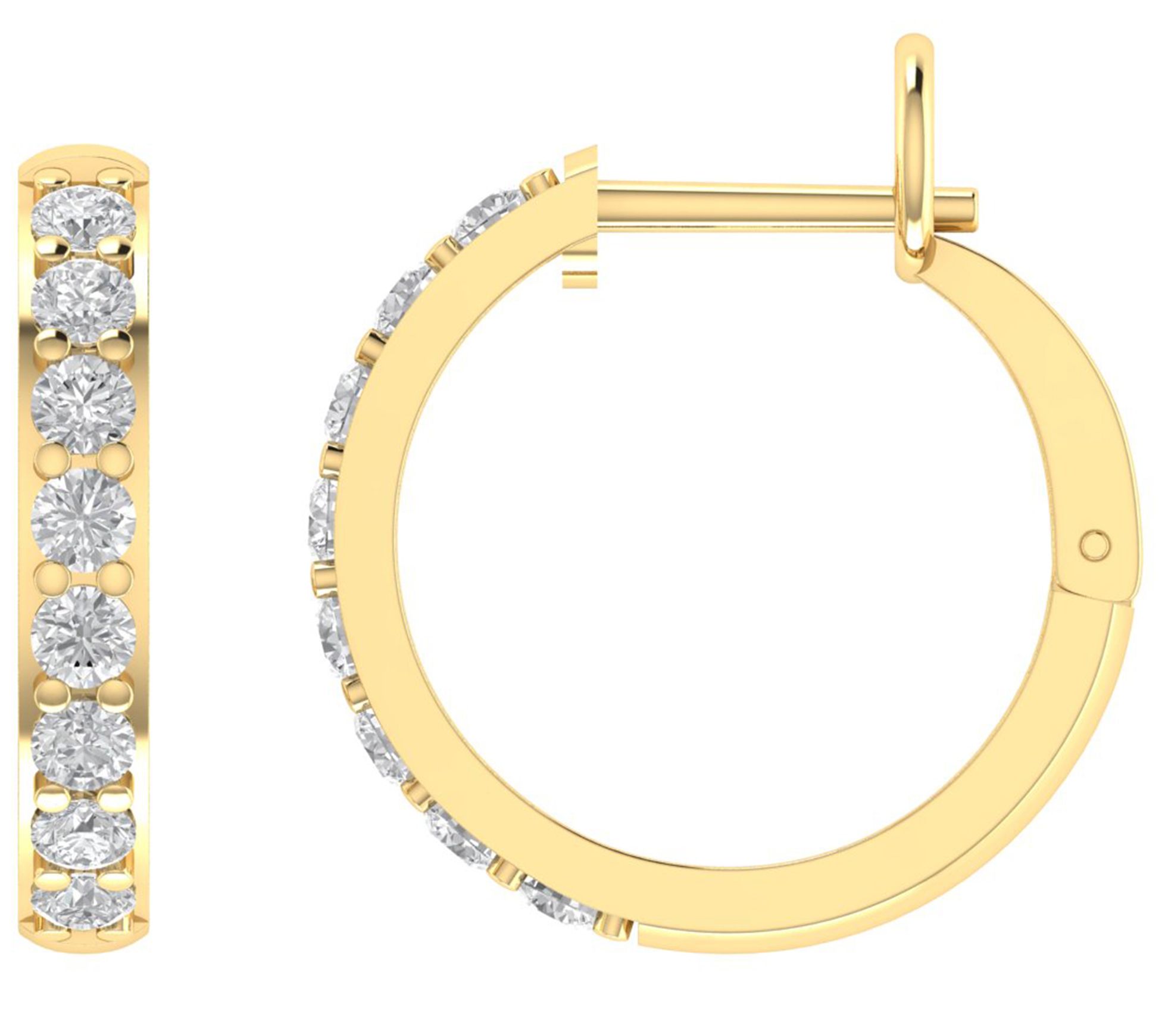 Affinity 1.00 cttw Diamond Hoops Earr ings, 14K Gold