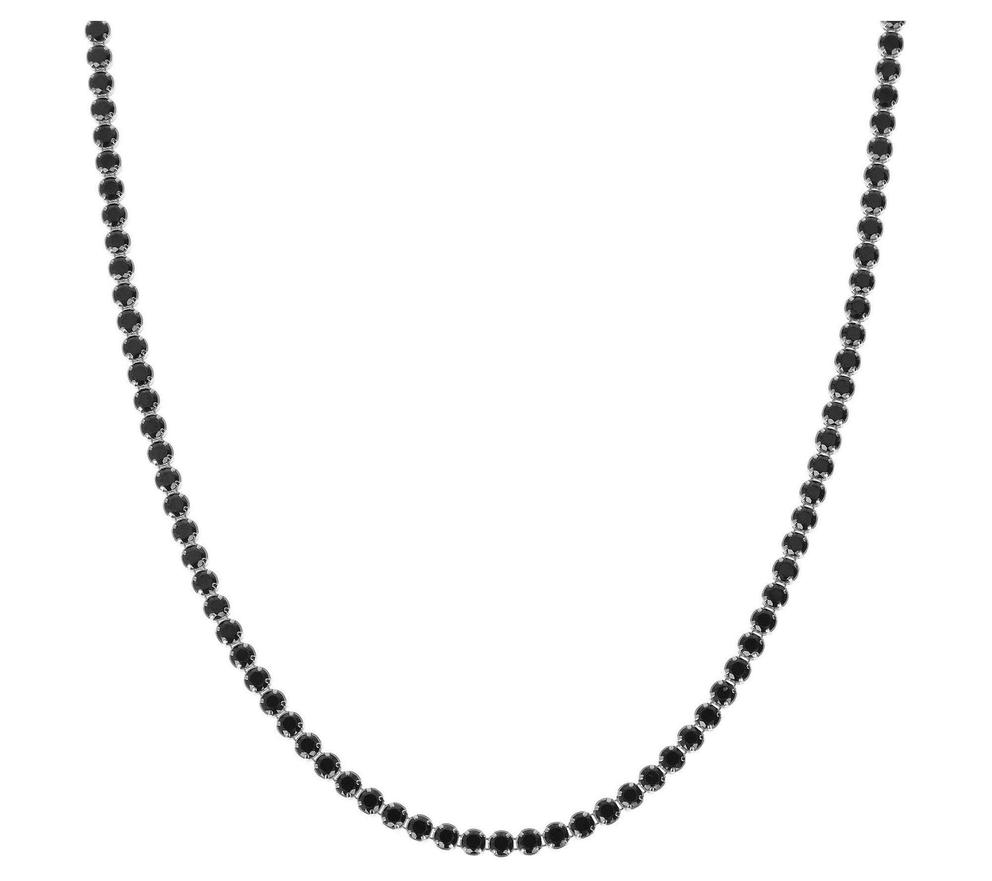 Diamonique 8.90 cttw Black Tennis Neck lace, Sterling