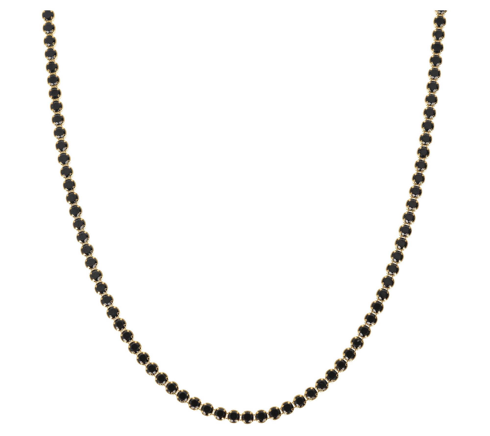 Diamonique 8.90 cttw Black Tennis Neck lace, Sterling