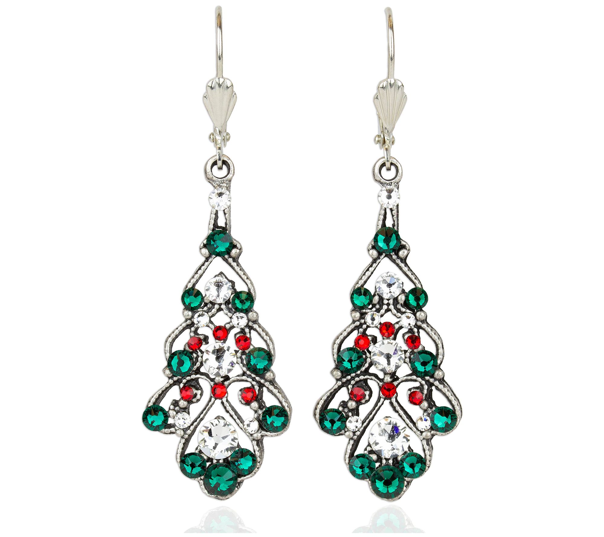 Anne Koplik Crystal Filigree Christmas Tree Earrings