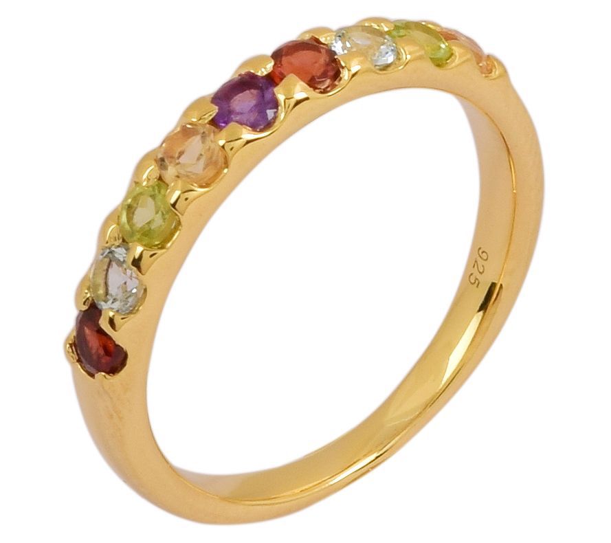 Multi Stone Prong-Set Sterling Silver Ring