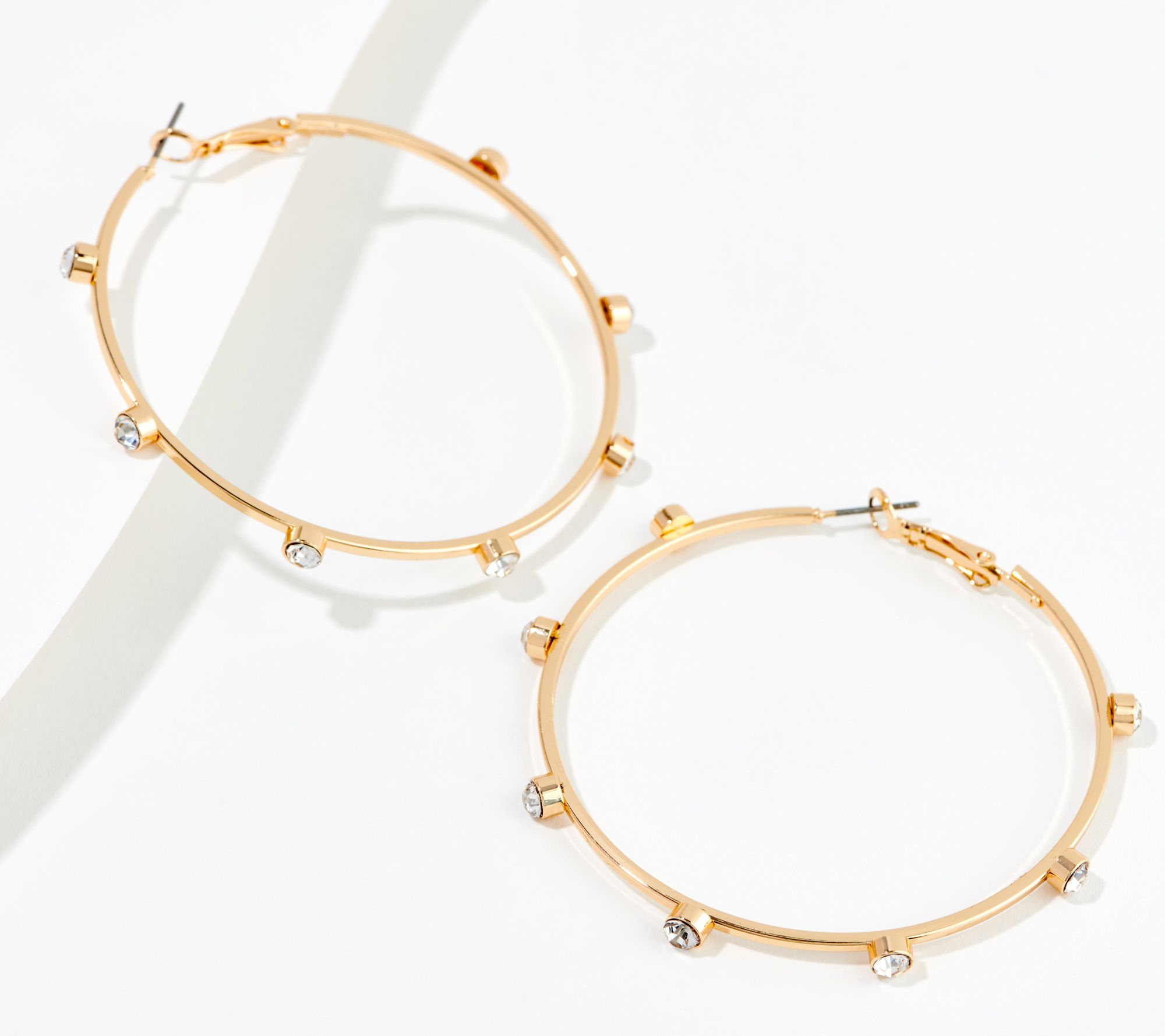 Joan Rivers Hoop Earrings with Bezel Set Crystals
