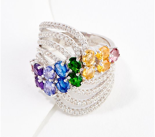 Affinity Gems Cascade Gemstone & White Zircon Ring, Sterling